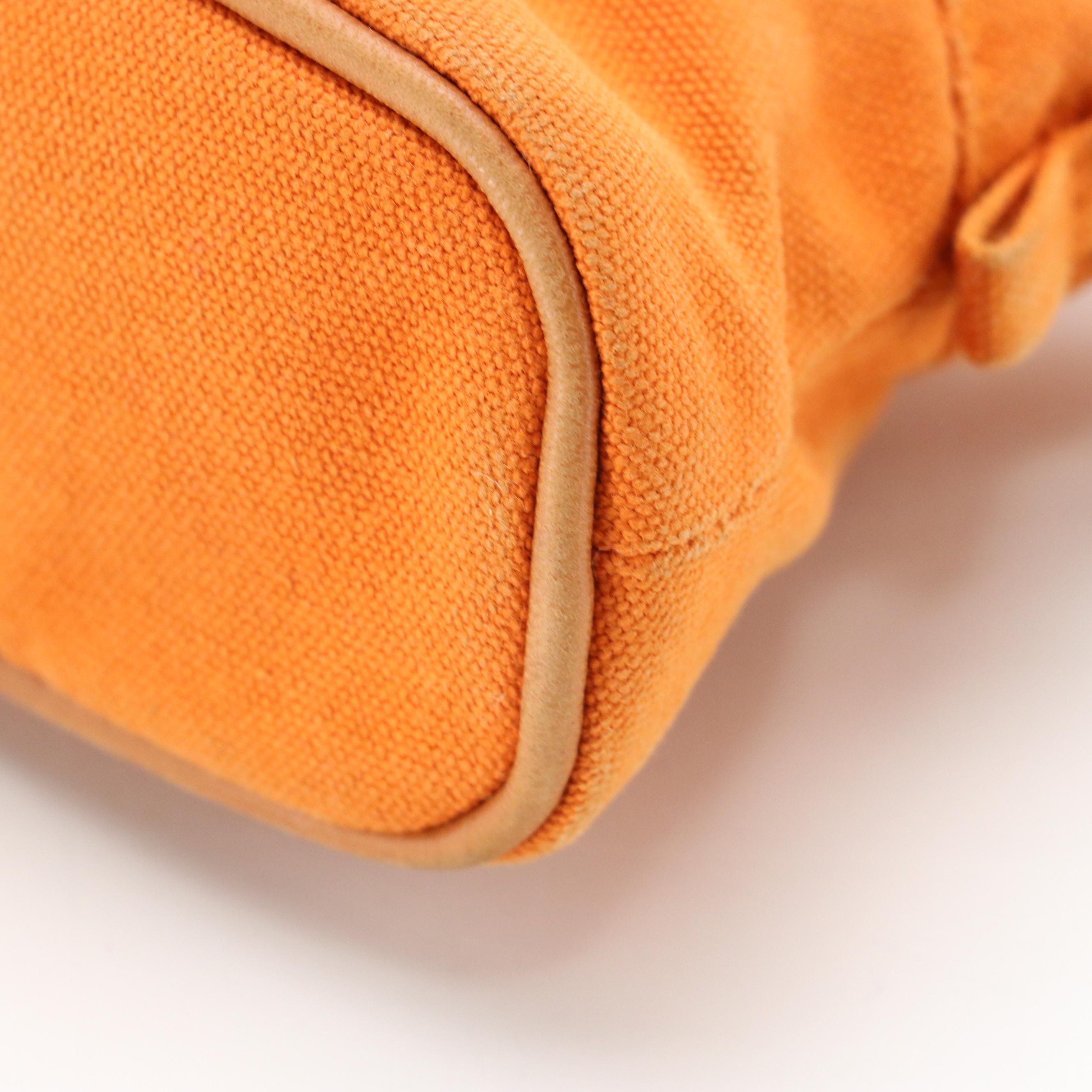 Hermès Mini Bolide Zip Pouch in Orange Canvas with Leather Trim