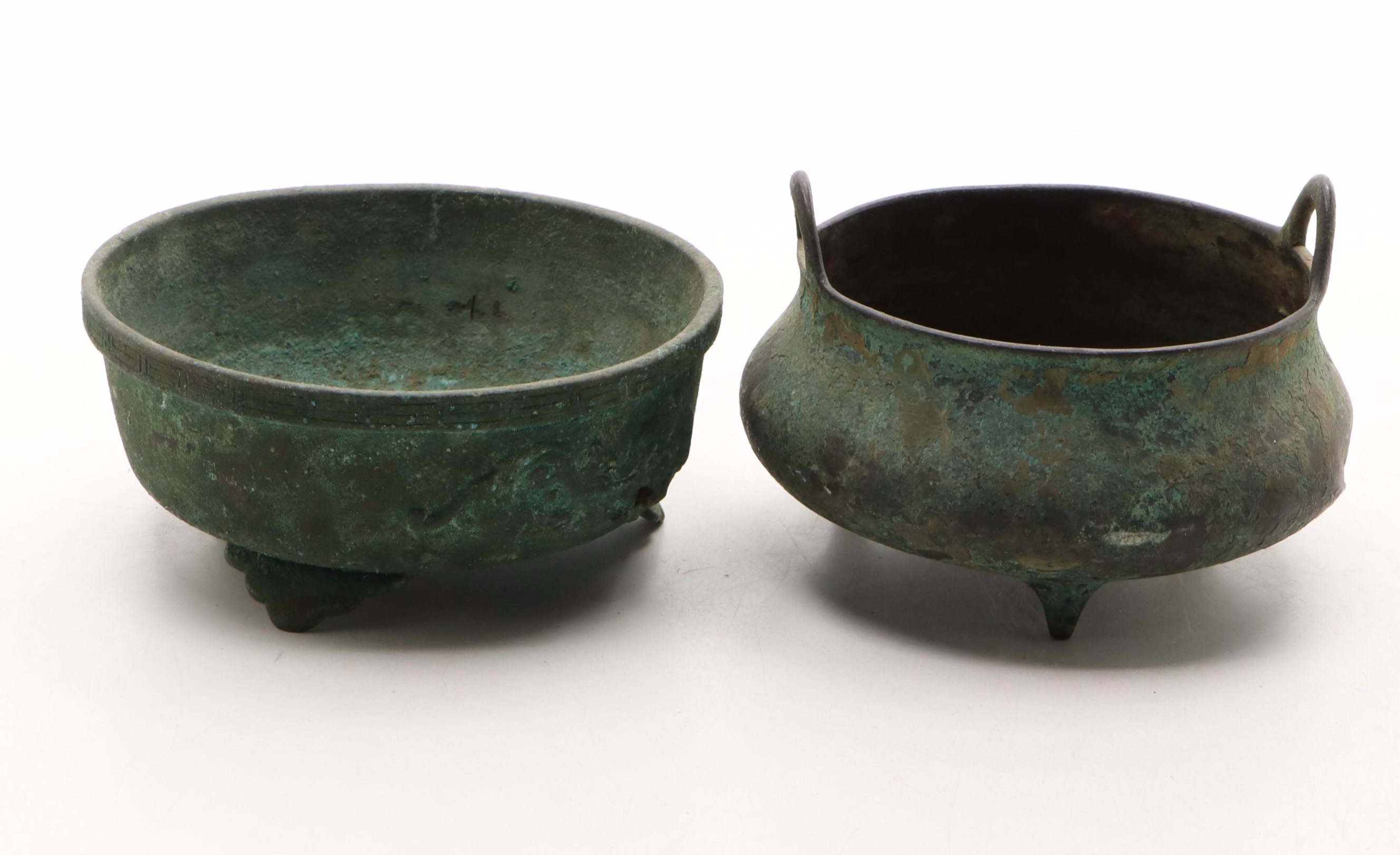Chinese Bronze Archaic Censers and Vase