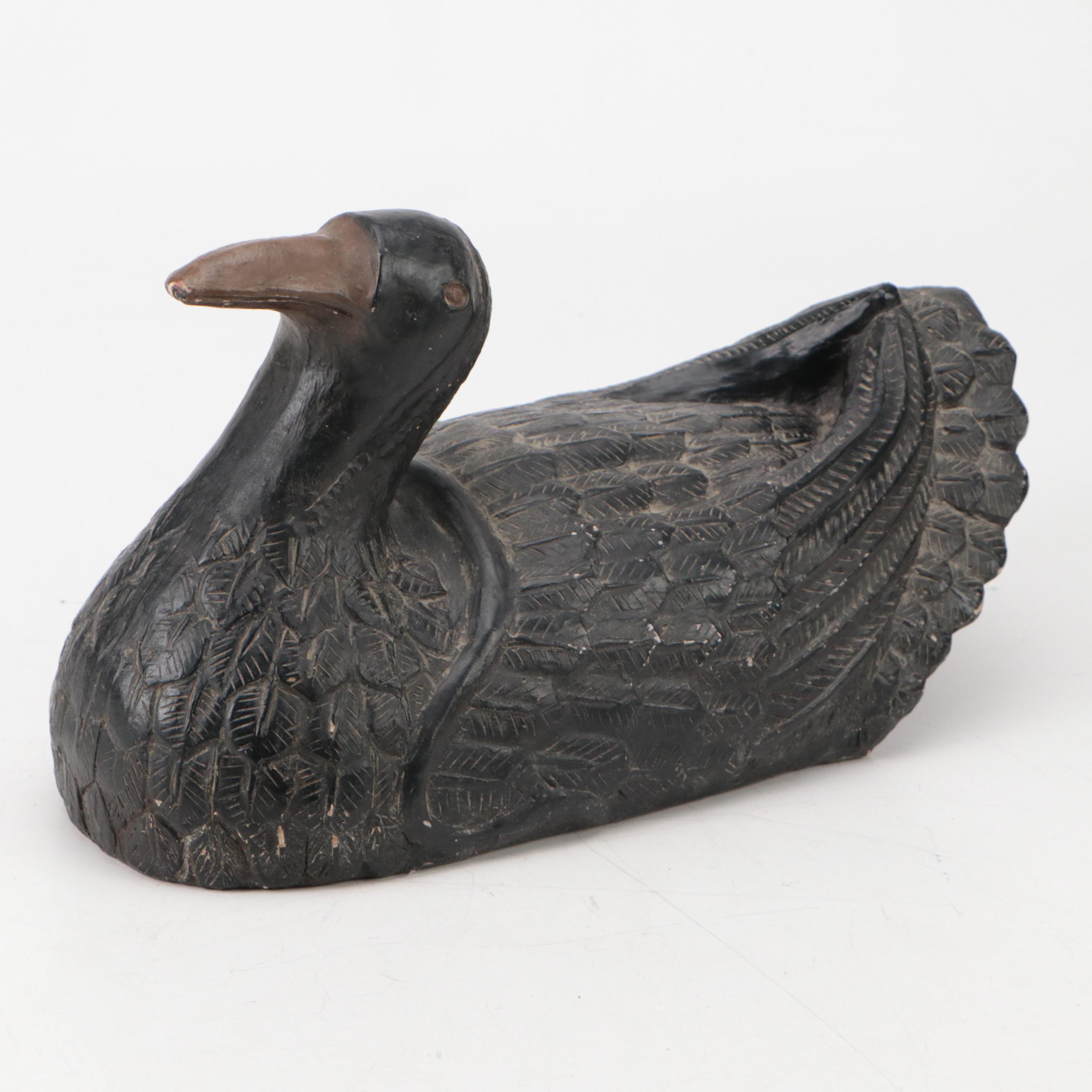 Canadian Artist Signed Carved Wood & Painted Loon Decoy Figure