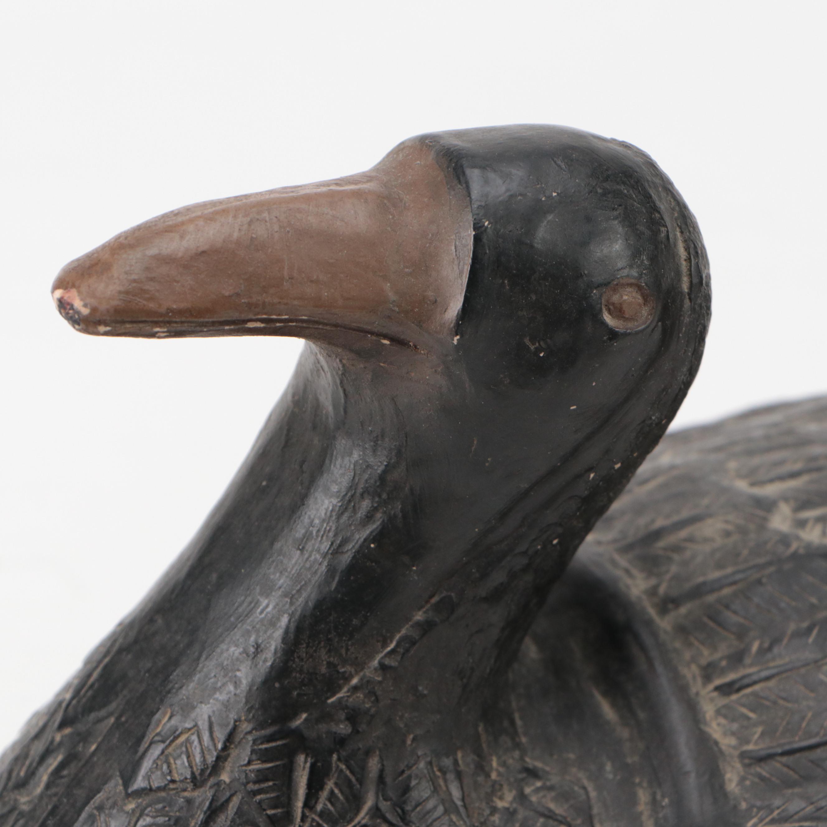 Canadian Artist Signed Carved Wood & Painted Loon Decoy Figure