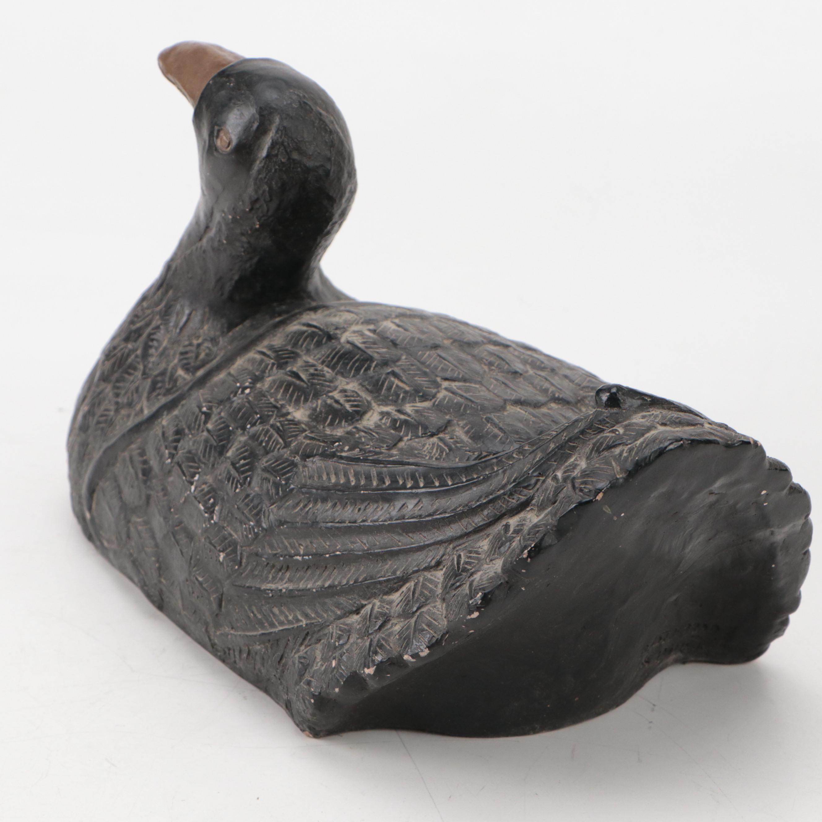 Canadian Artist Signed Carved Wood & Painted Loon Decoy Figure