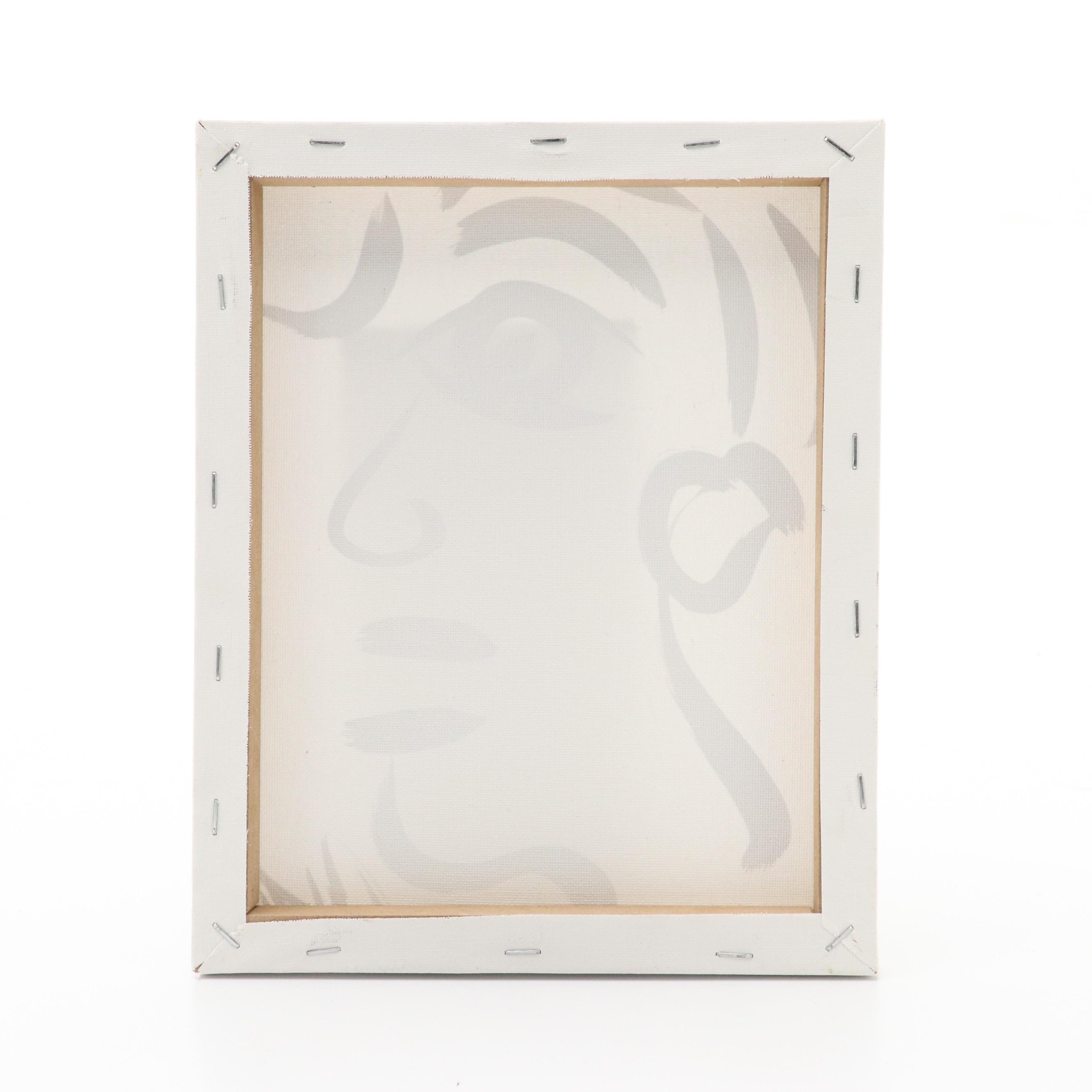 Peter Kiel Black and White Abstract Acrylic Profile Painting, 21st Century