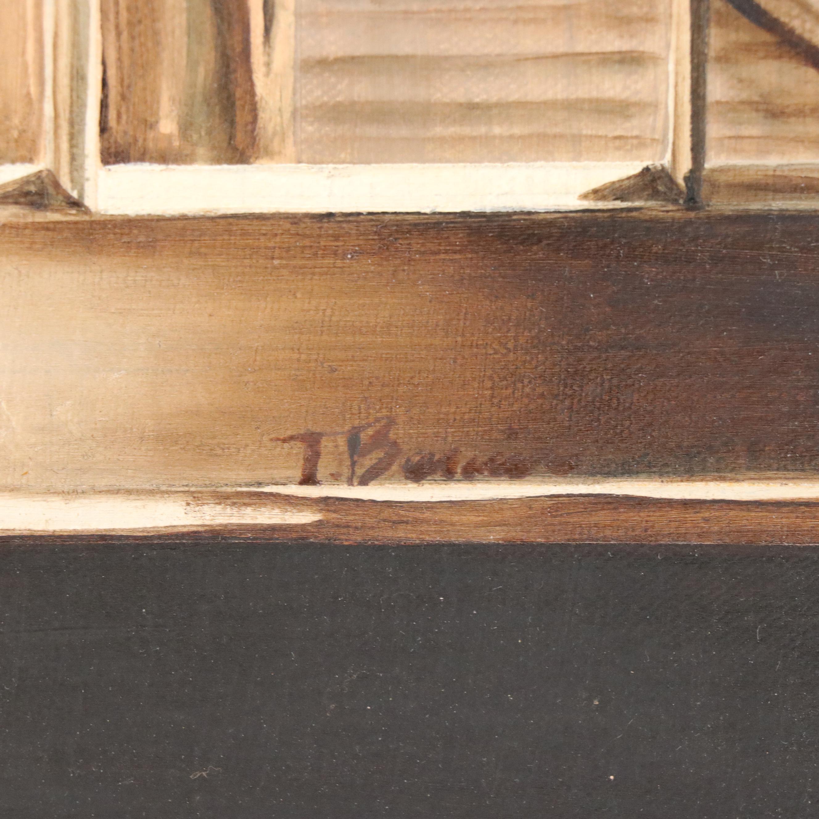 Oil Figure Painting of Female Nude at Window, 1984