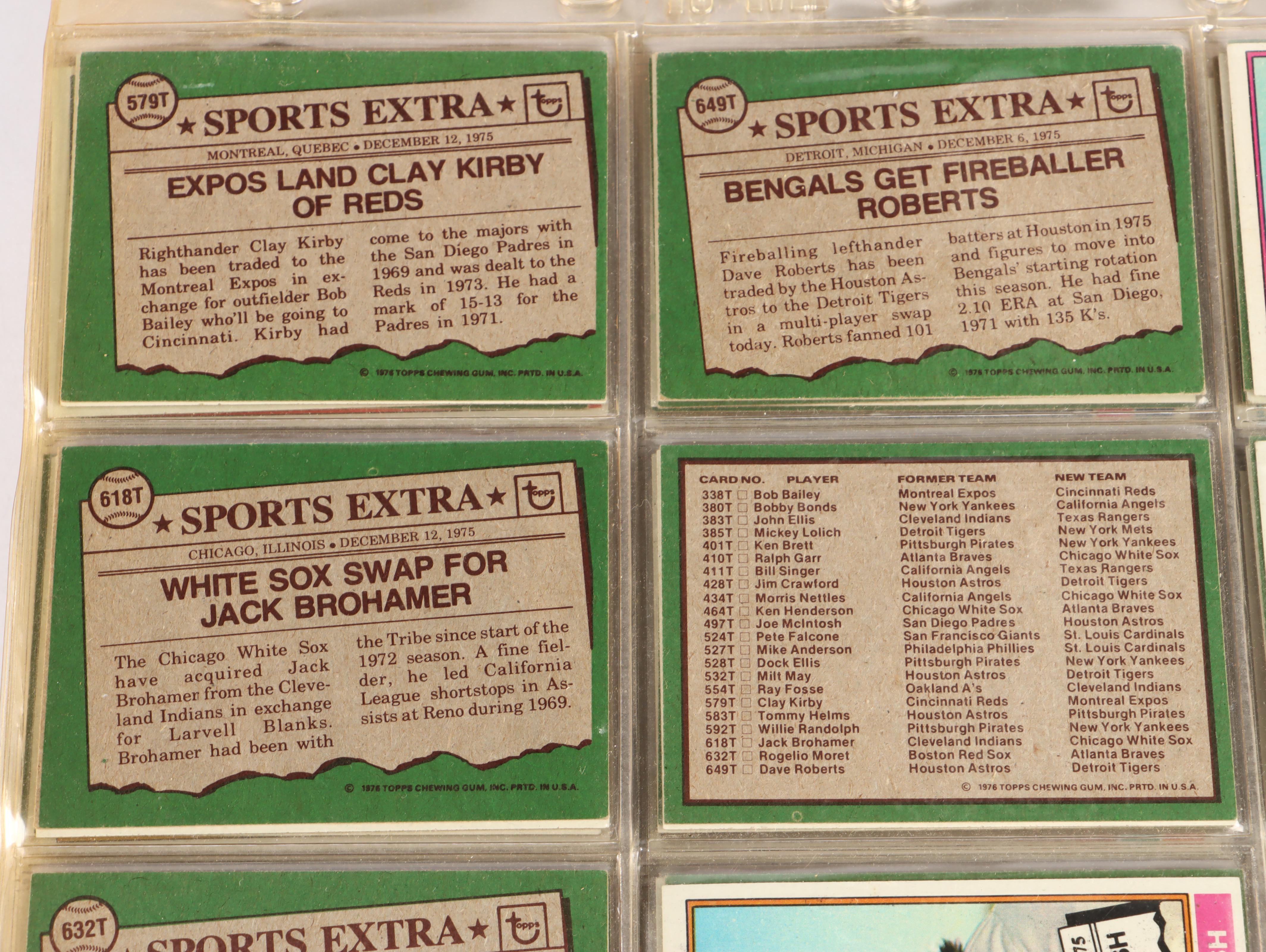 1976 Topps Baseball Card Set Featuring Dennis Eckersley Rookie and More