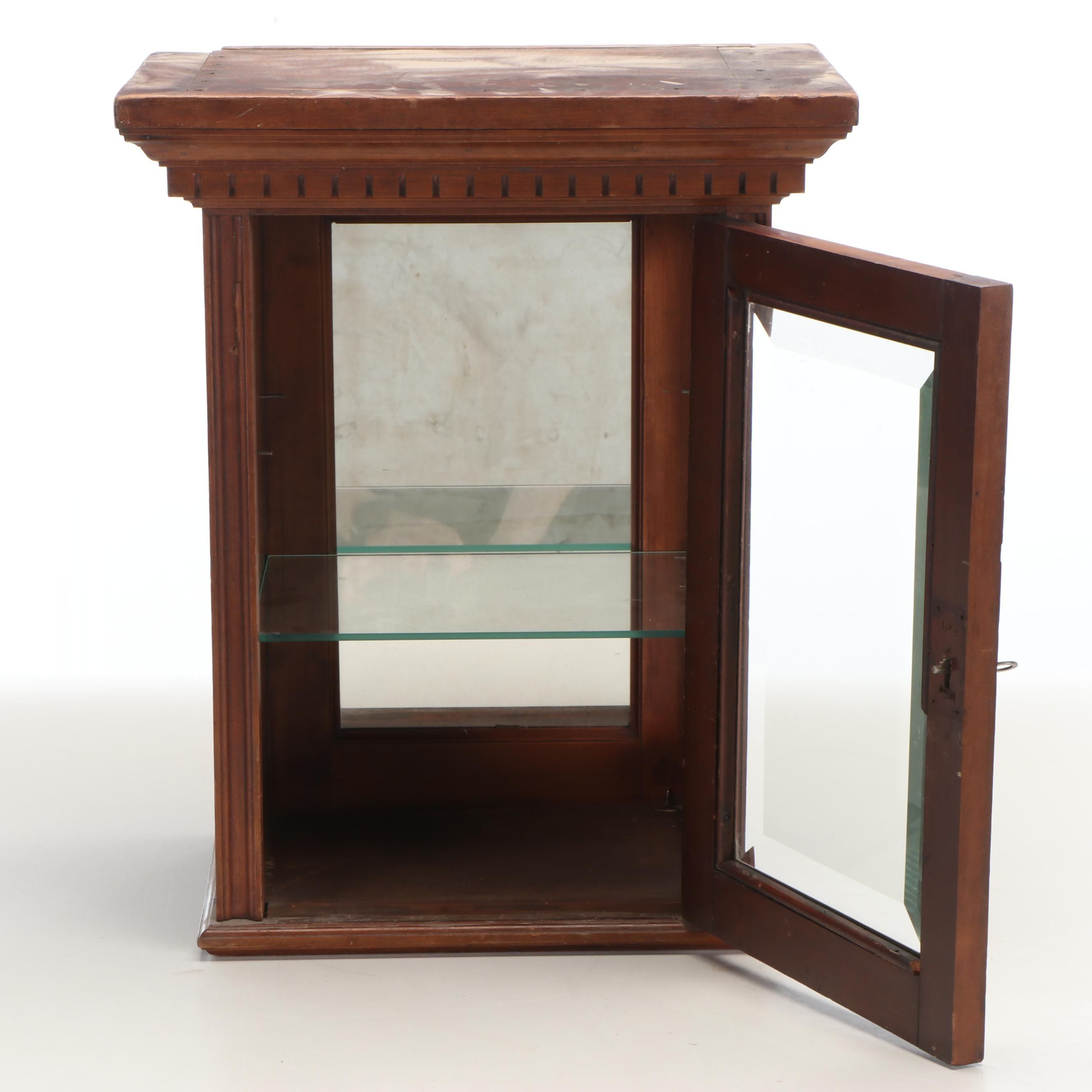 Carved Cherry Locking Display Cabinet, Early 20th Century
