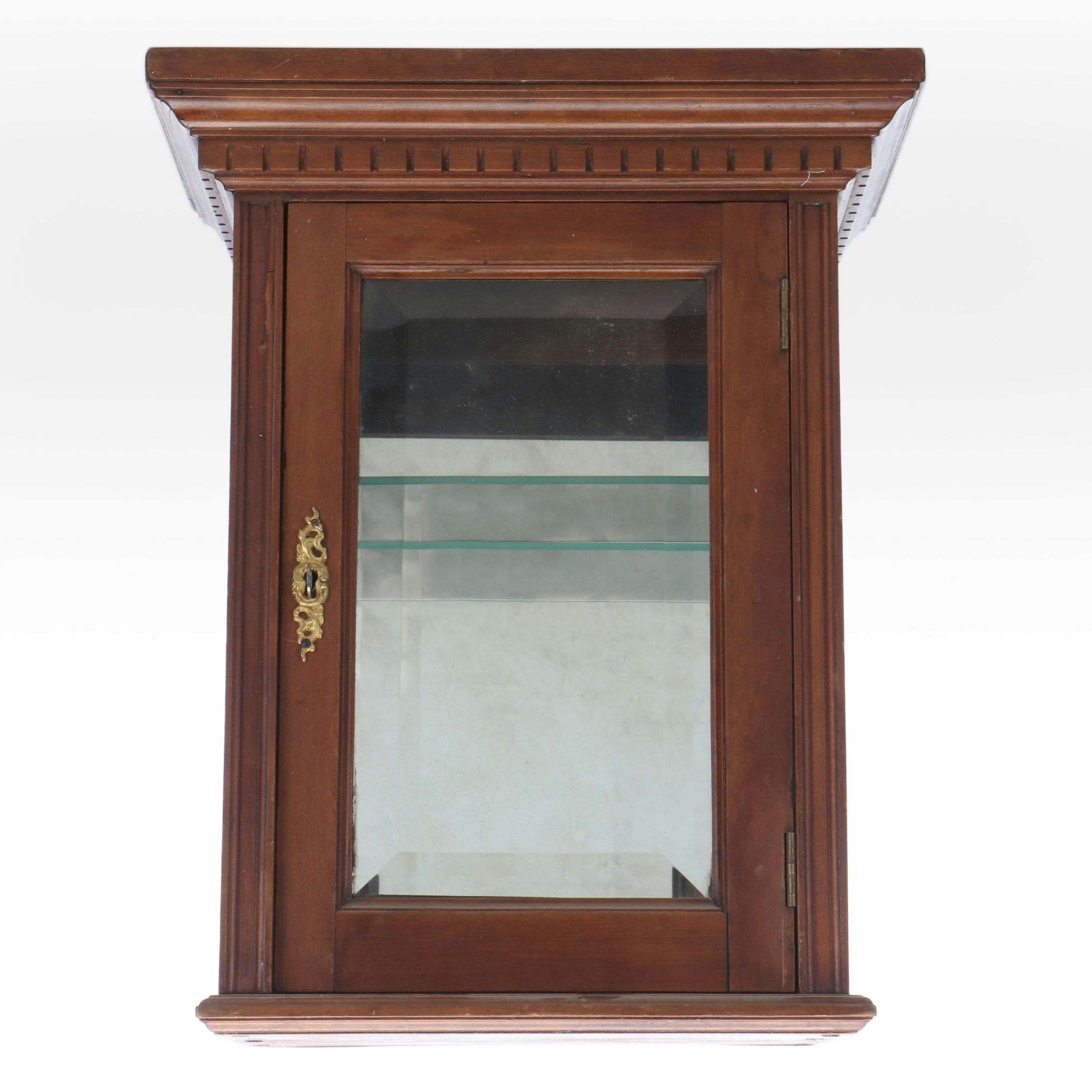 Carved Cherry Locking Display Cabinet, Early 20th Century