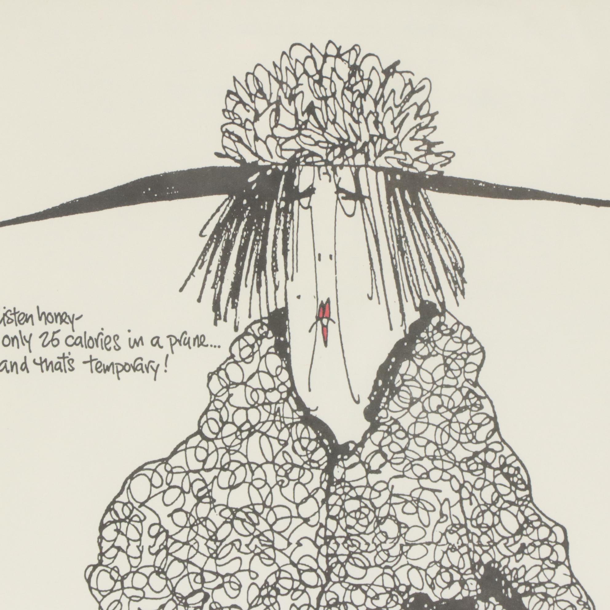 Emerson Quilin Lithograph of Old Woman, 1988