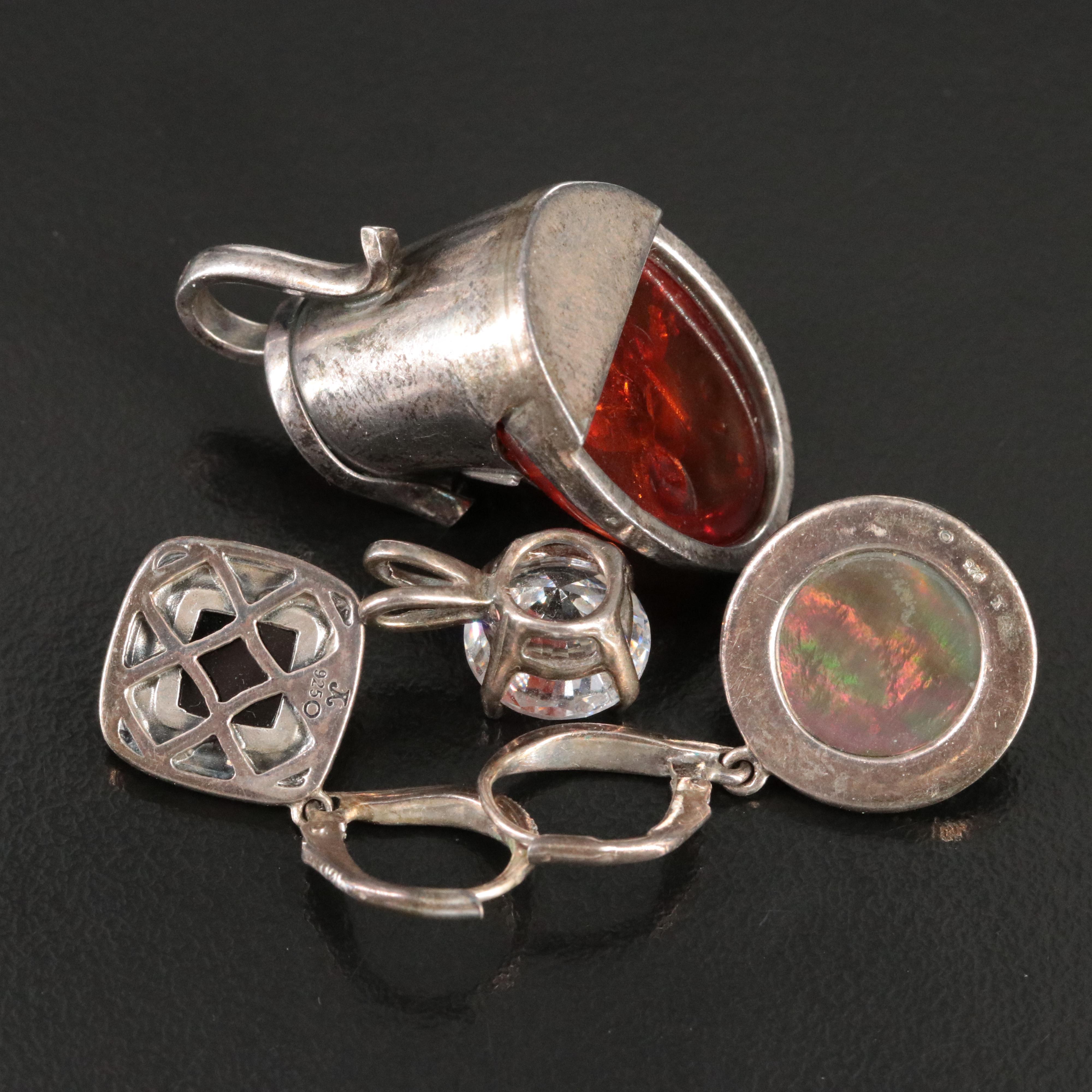 Sterling Jewelry Collection with Amber, Black Onyx and Marcasite