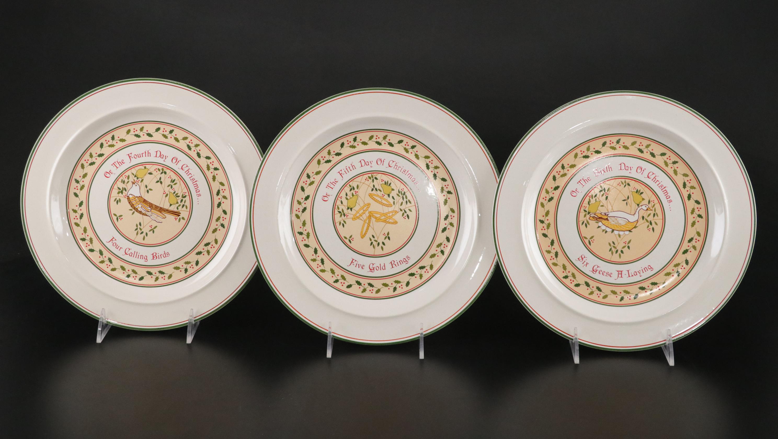 Anchor Hocking "12 Days of Christmas" Stoneware Plates & Glass Tumblers Set