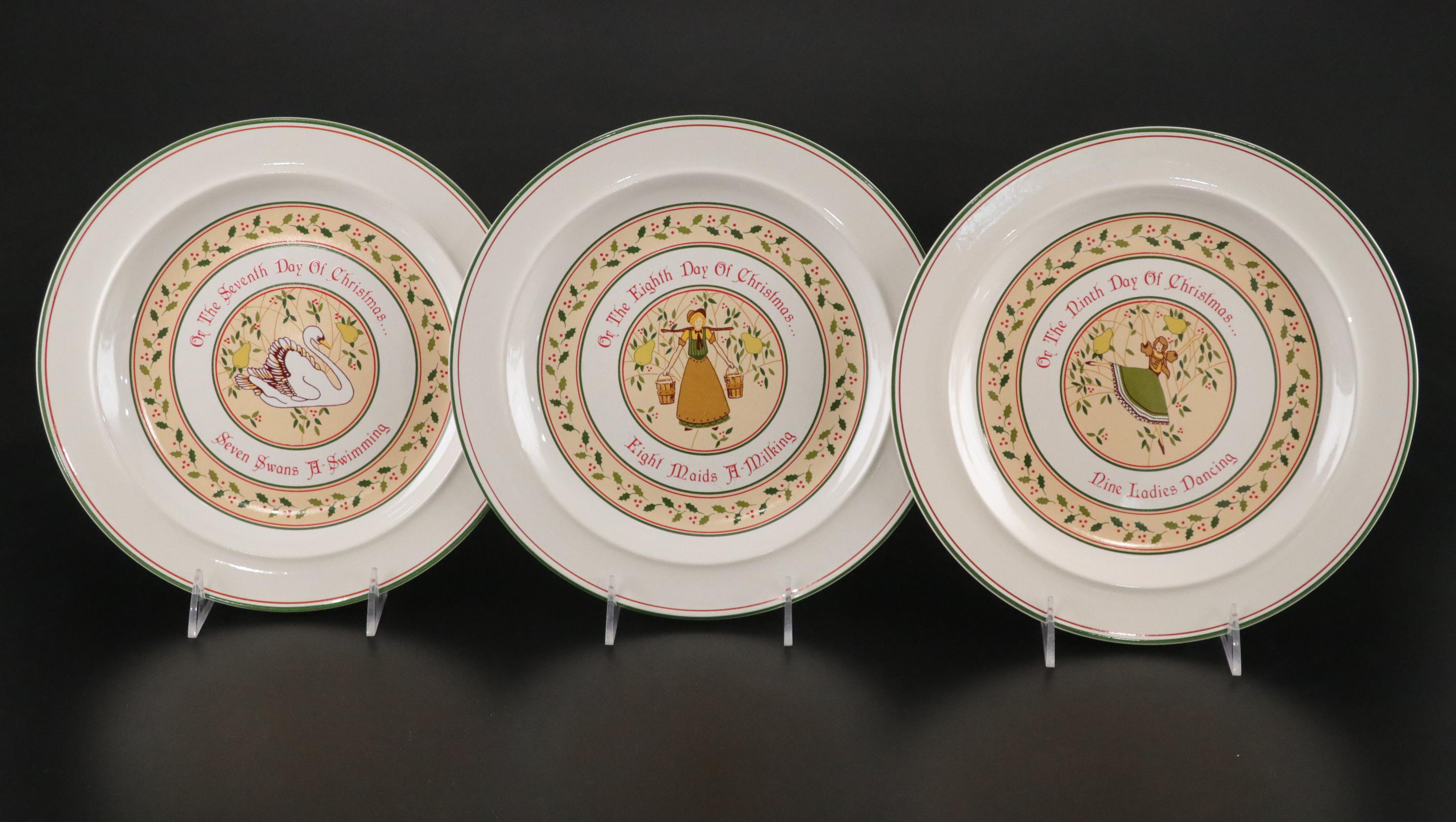 Anchor Hocking "12 Days of Christmas" Stoneware Plates & Glass Tumblers Set
