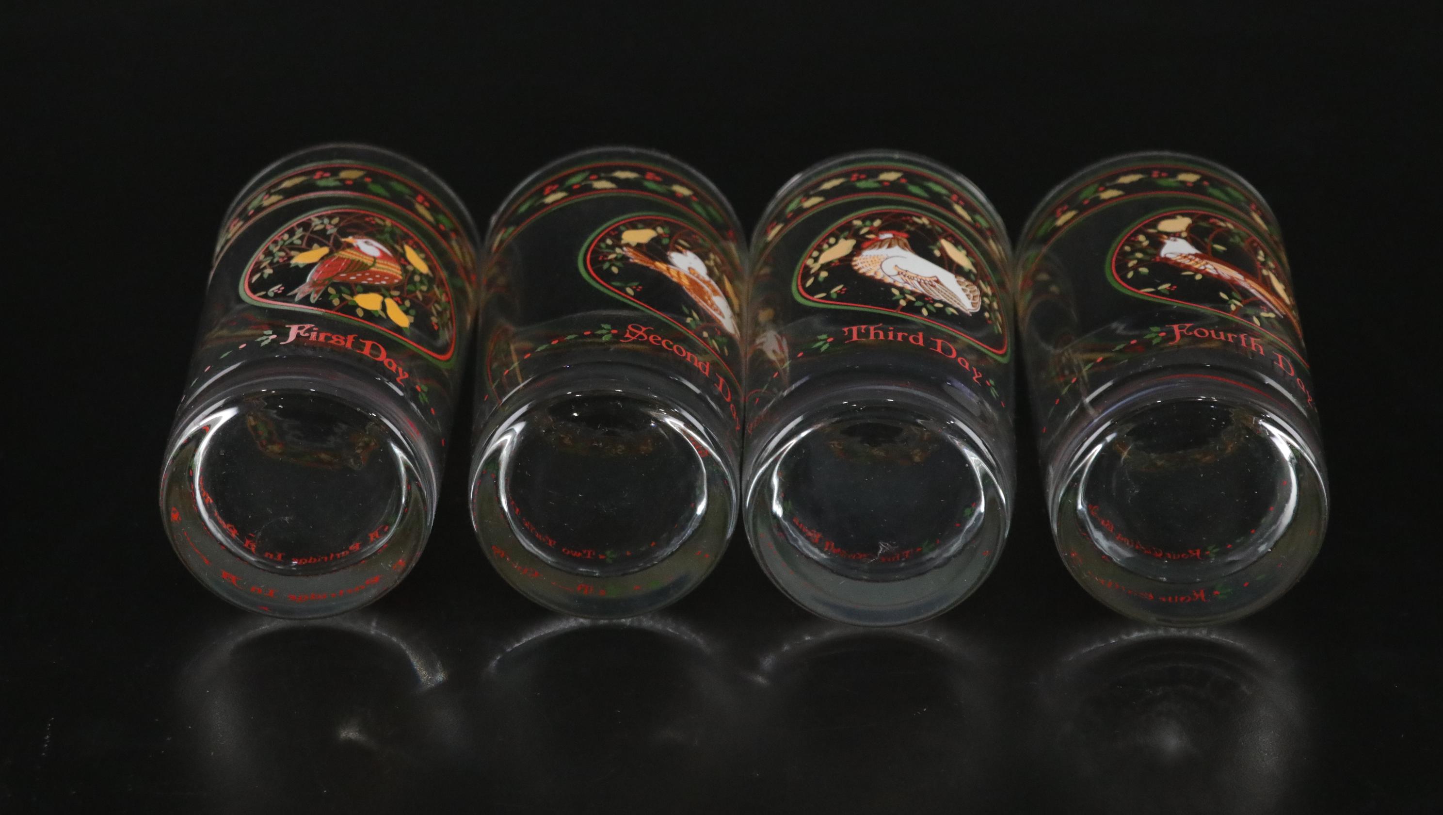 Anchor Hocking "12 Days of Christmas" Stoneware Plates & Glass Tumblers Set