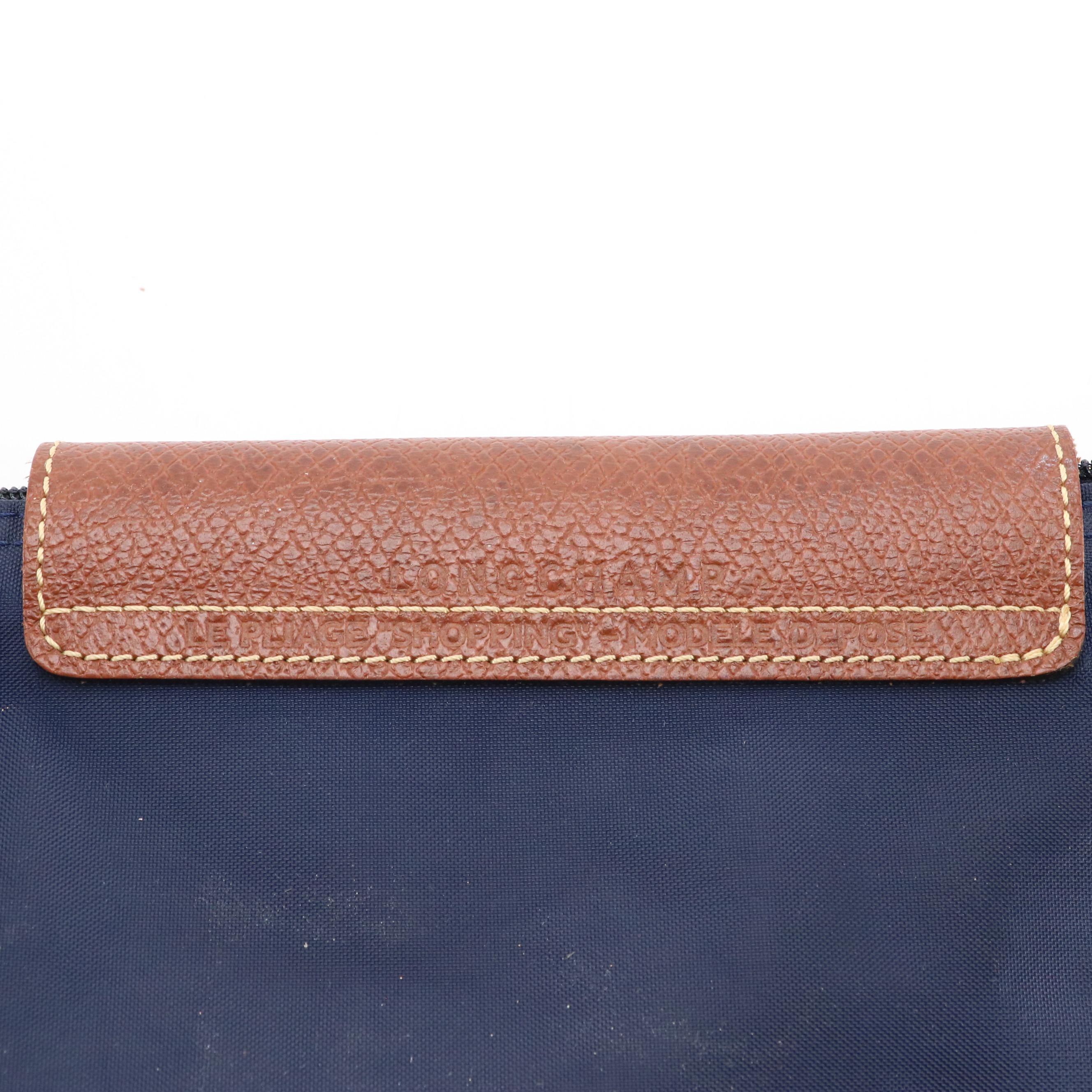 Longchamp Le Pliage Original Medium and Large Totes in Navy & Purple w/ Leather