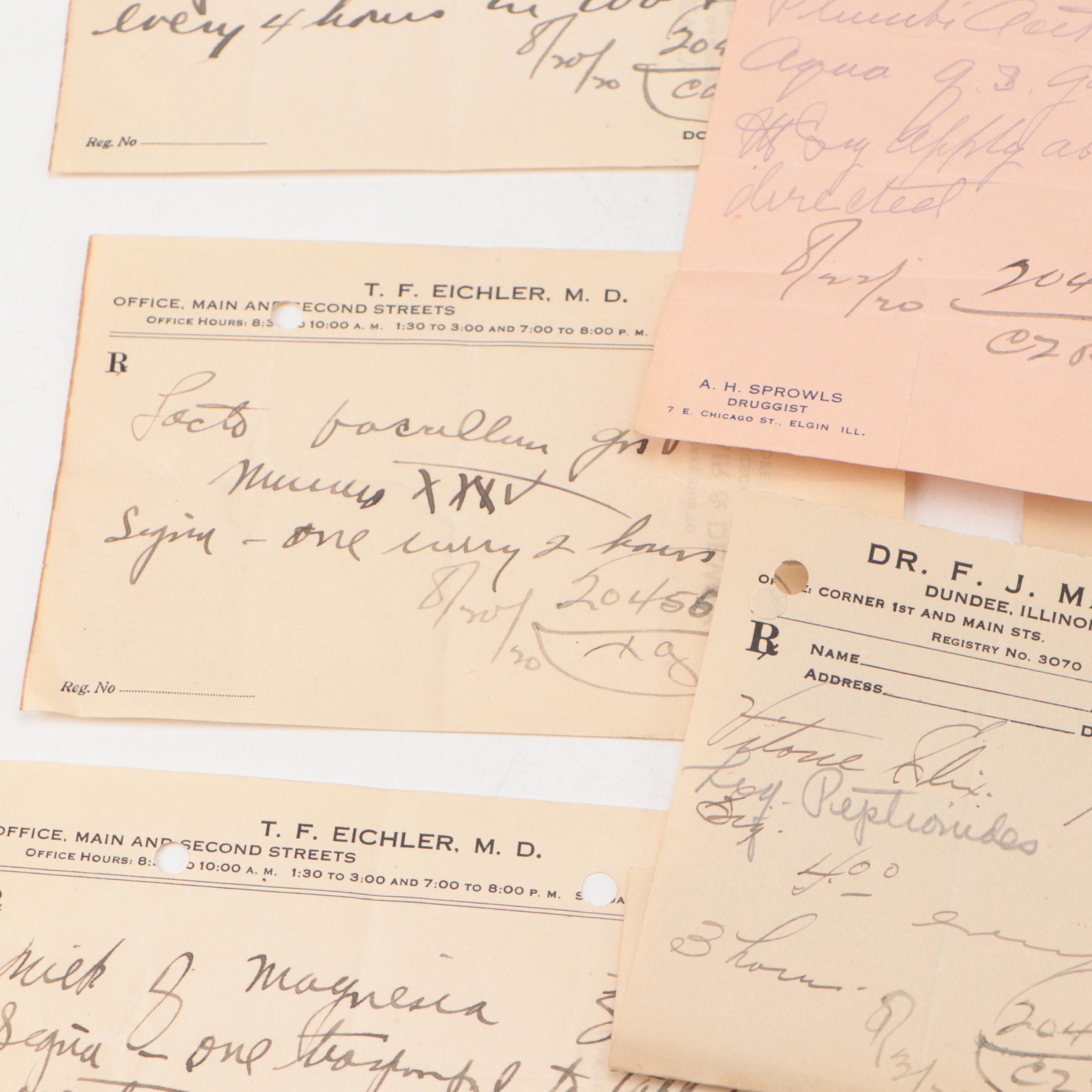 Prescription Forms for Chloroform, Opium and More, Early 20th Century