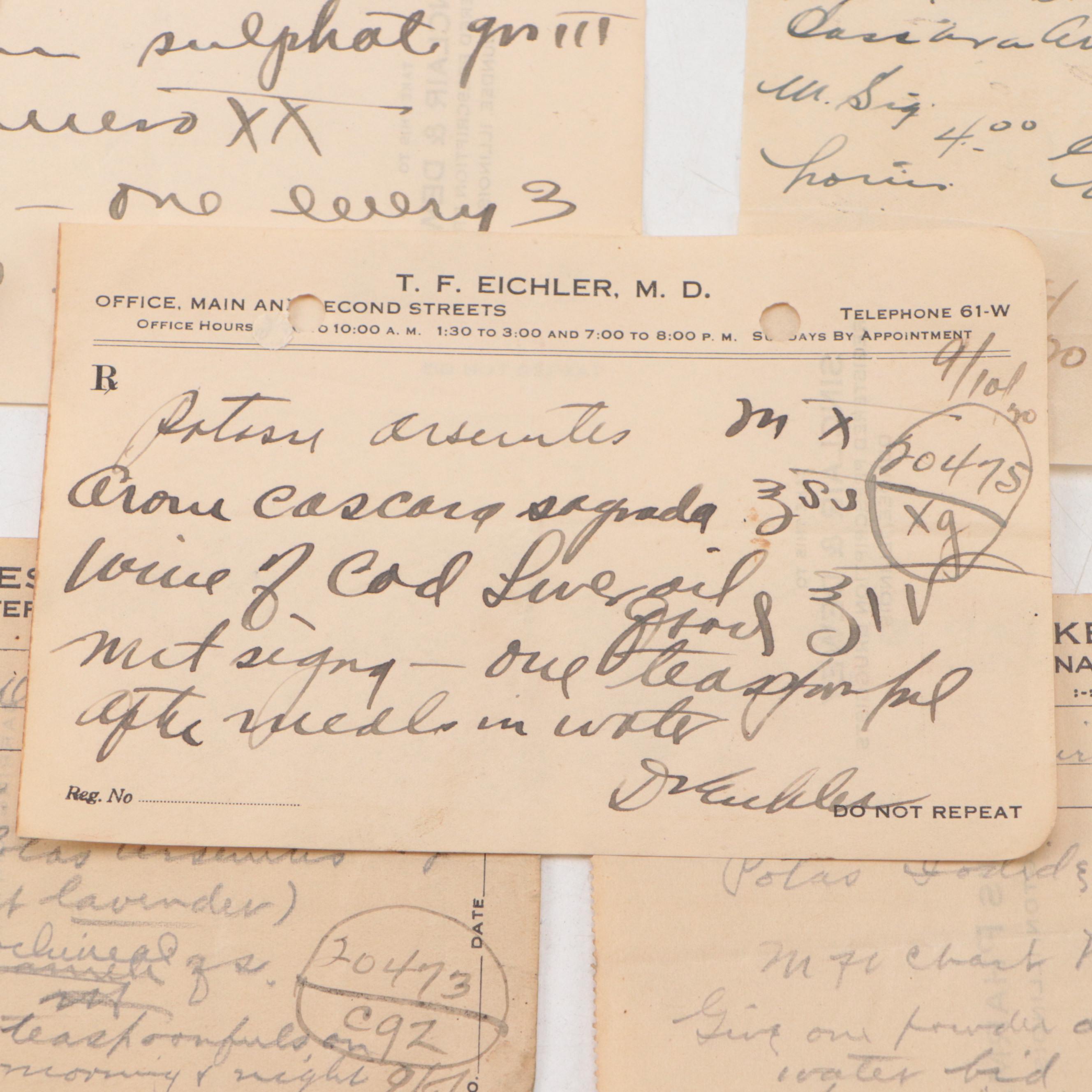 Prescription Forms for Chloroform, Opium and More, Early 20th Century