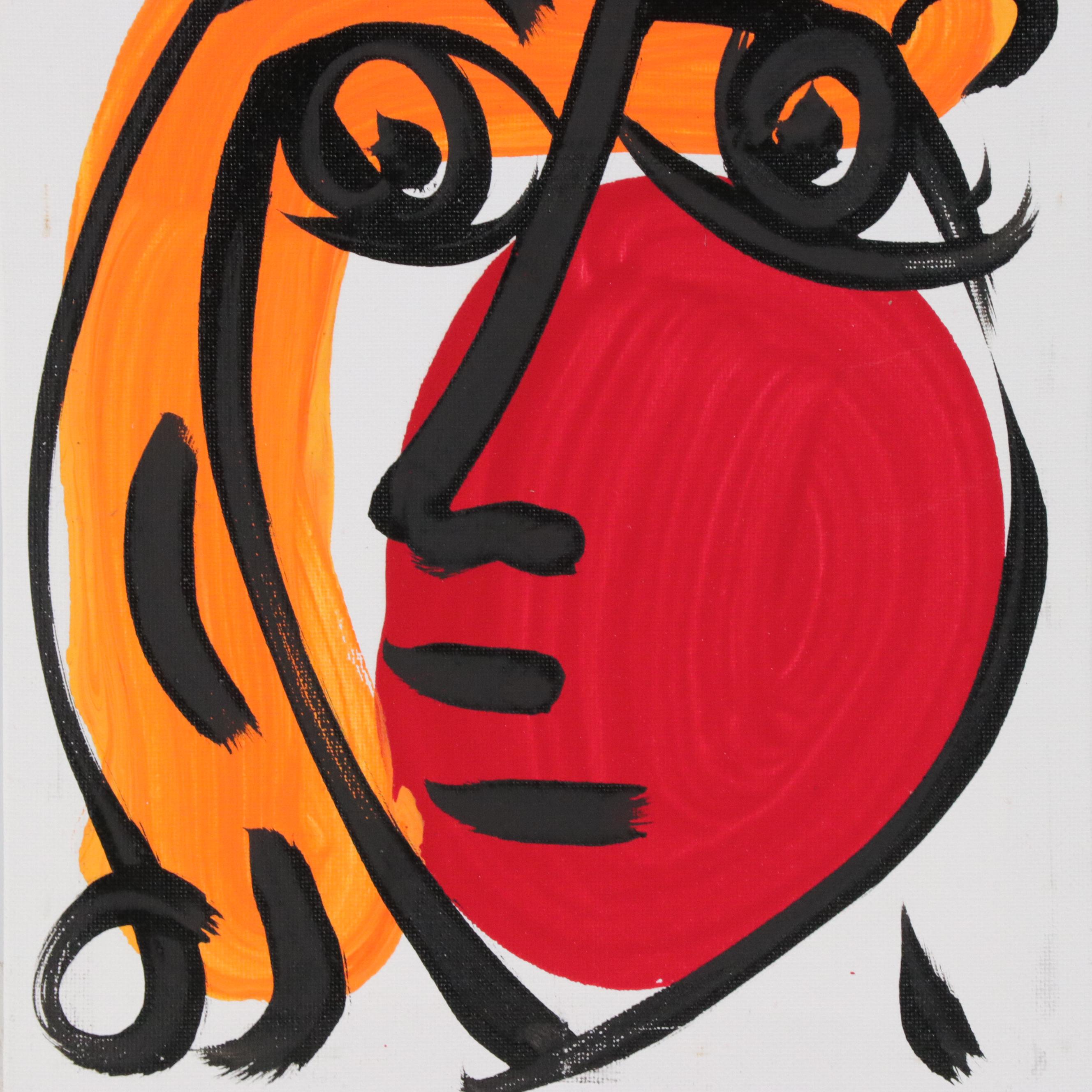 Peter Kiel Abstract Acrylic Portrait Painting, 21st Century