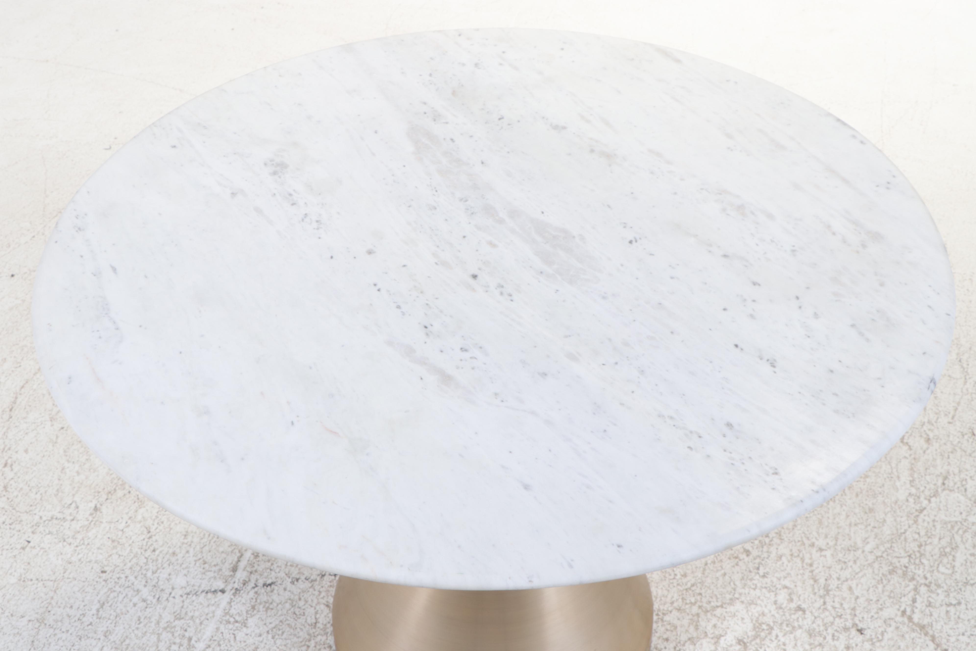 West Elm "Silhouette" Antique Brass-Finished Metal and Marble Top Dining Table