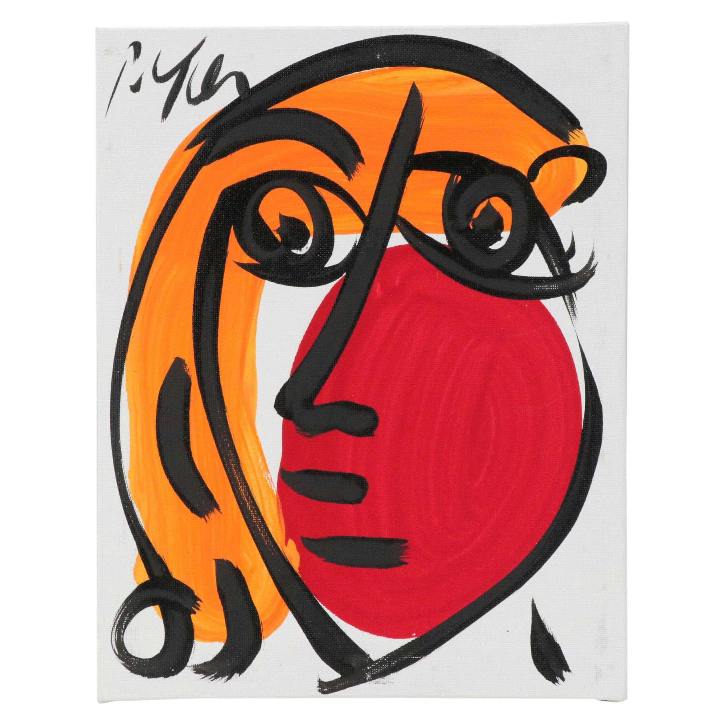 Peter Kiel Abstract Acrylic Portrait Painting, 21st Century