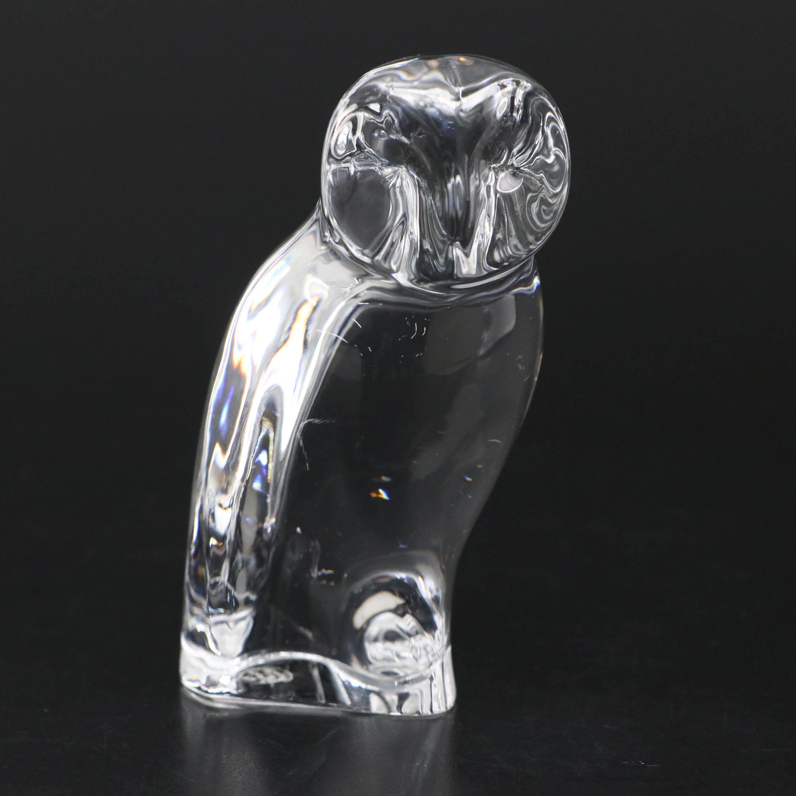 Baccarat Crystal Barn Owl Figurine