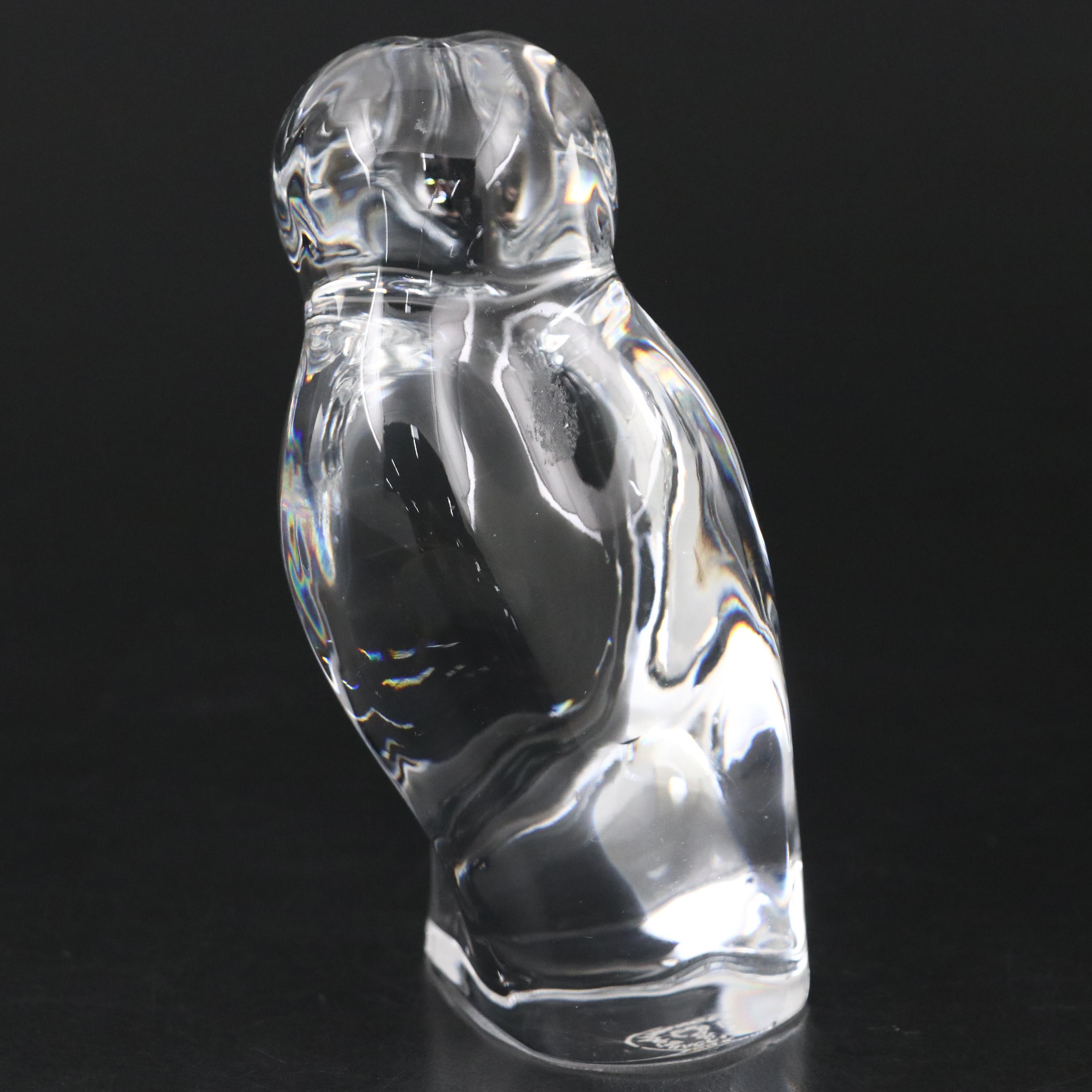 Baccarat Crystal Barn Owl Figurine