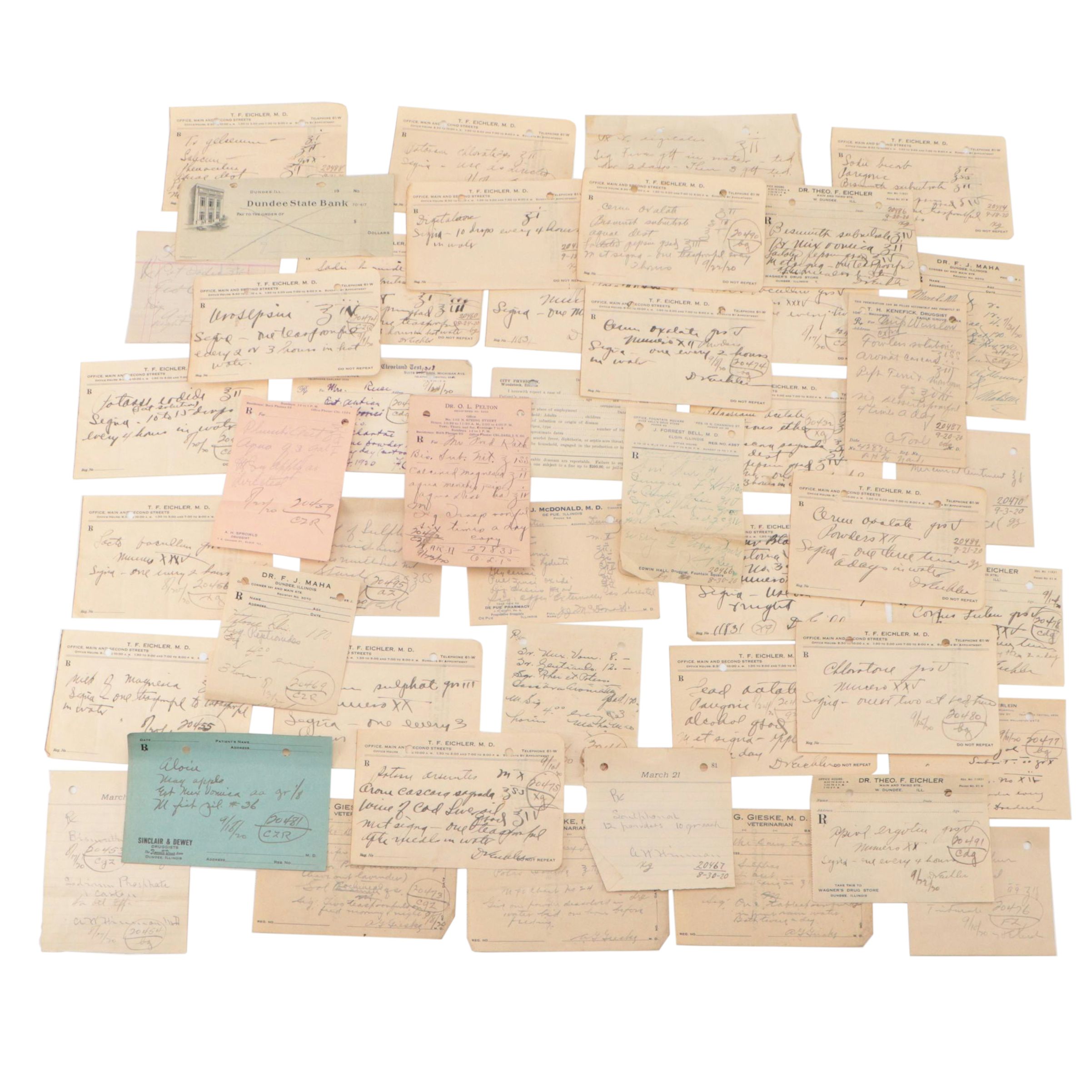 Prescription Forms for Chloroform, Opium and More, Early 20th Century