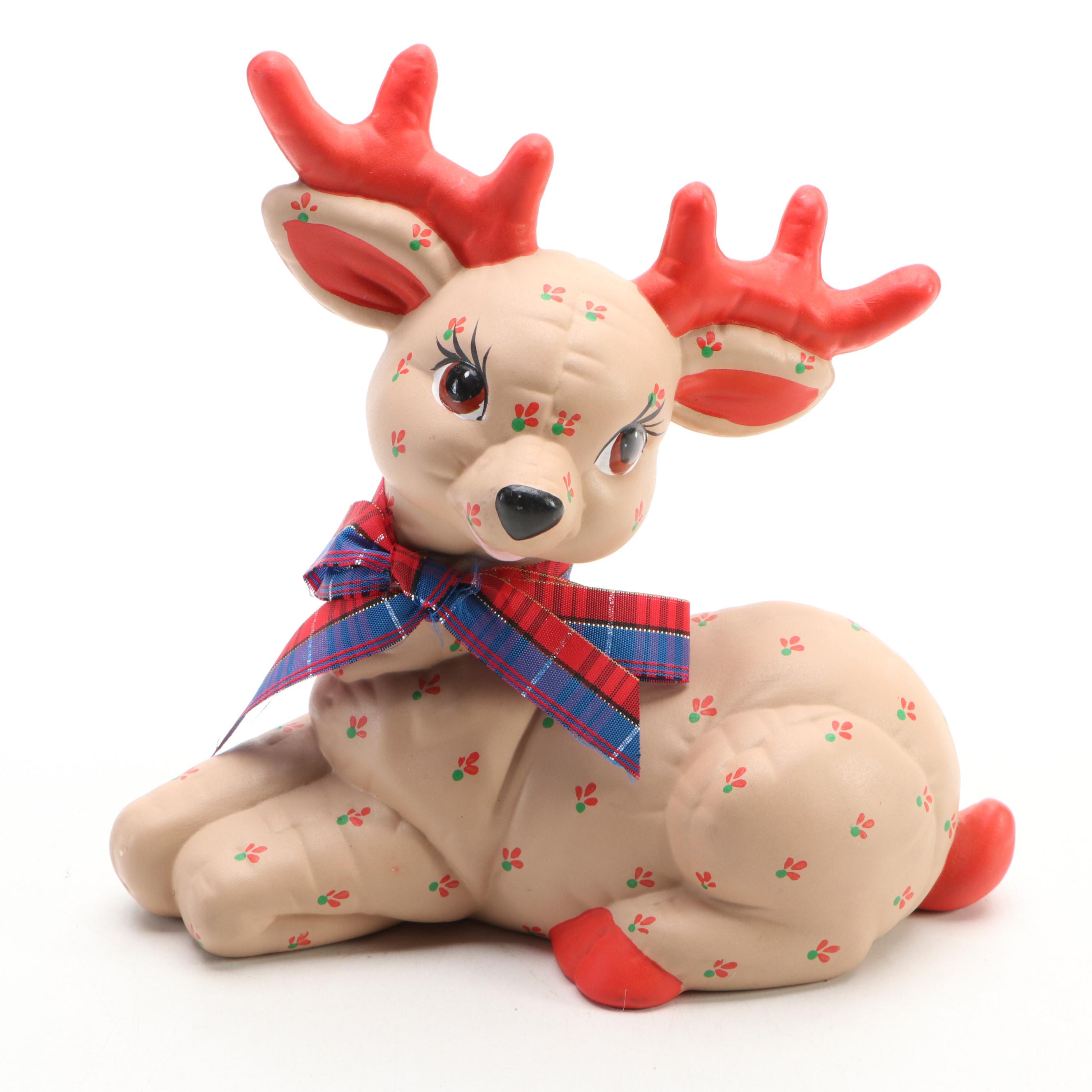 Kimple Ceramic Seated and Standing Reindeer Christmas Decorations, 1980s