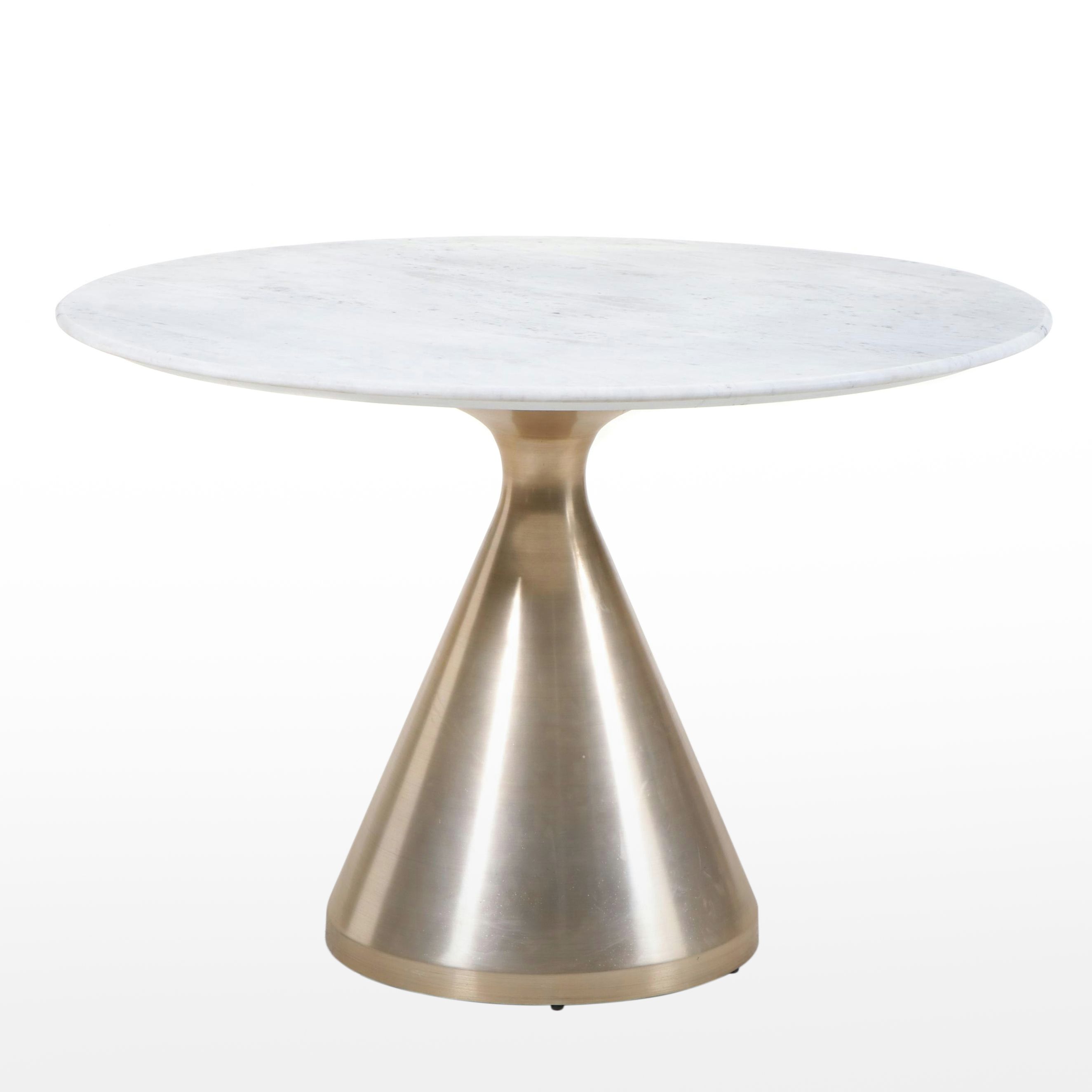 West Elm "Silhouette" Antique Brass-Finished Metal and Marble Top Dining Table
