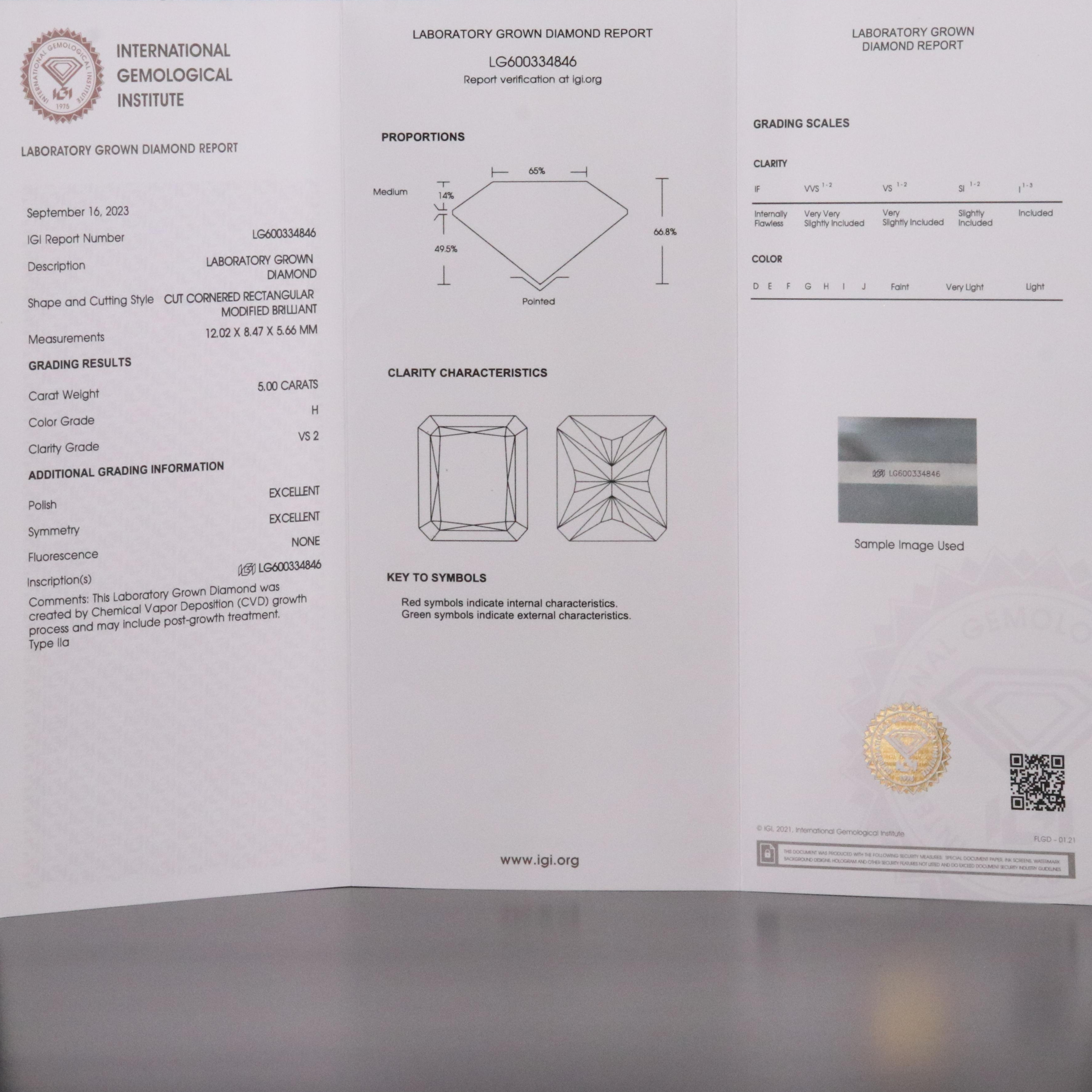 14K 5.00 CT Lab Grown Diamond Solitaire Ring with IGI Report