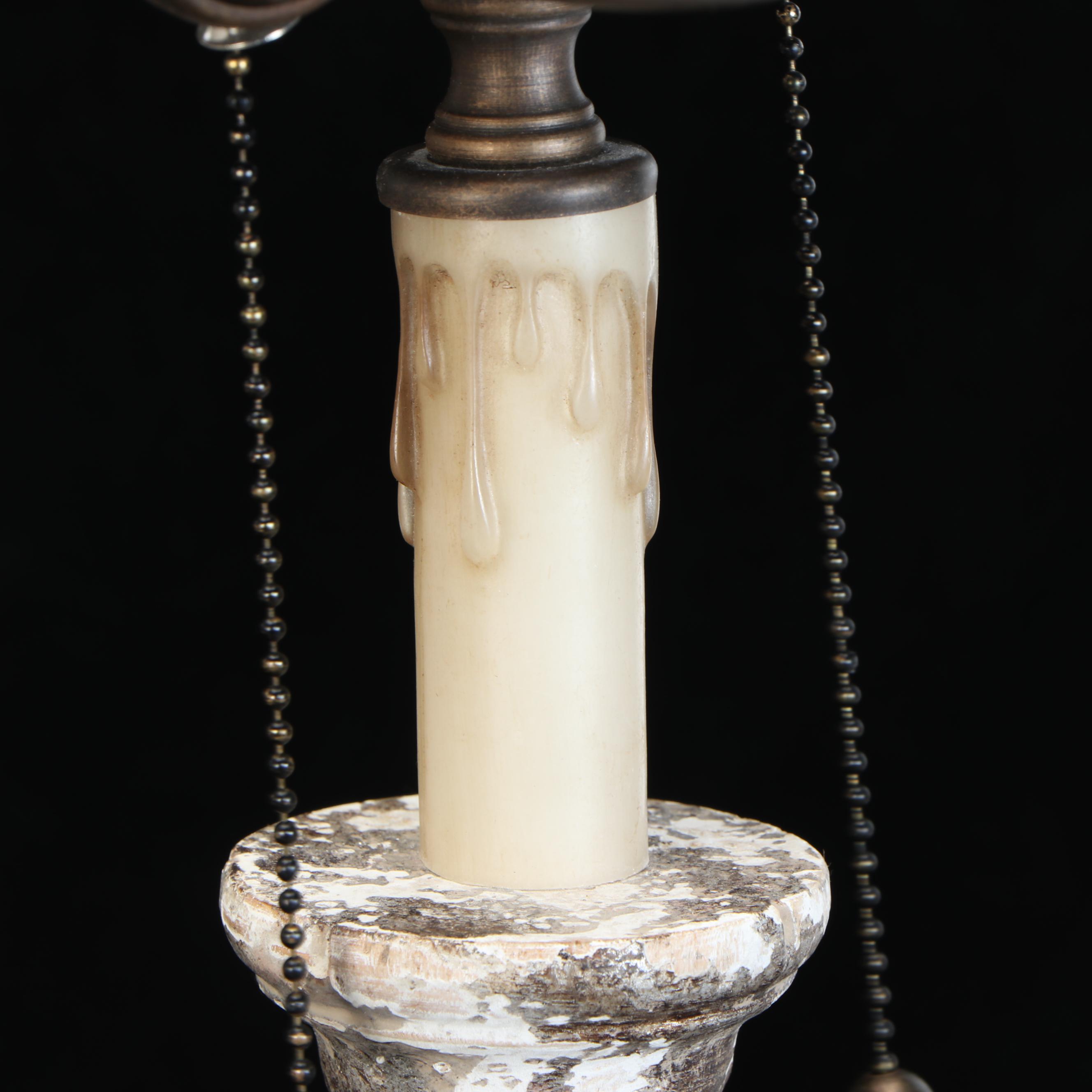 Aiden Grey "La Roche" Carved Wood Table Lamps on Crystal Bases