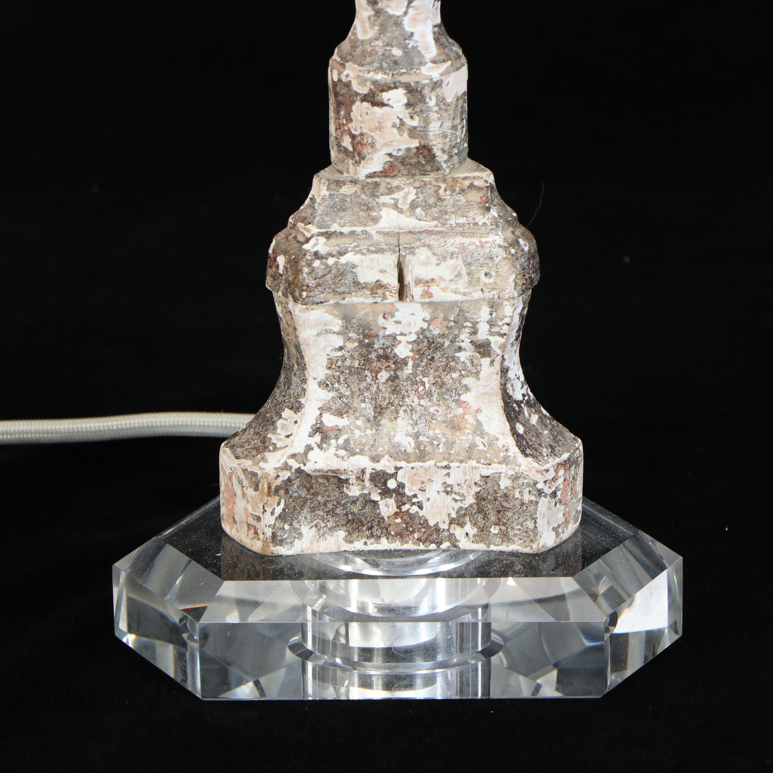 Aiden Grey "La Roche" Carved Wood Table Lamps on Crystal Bases