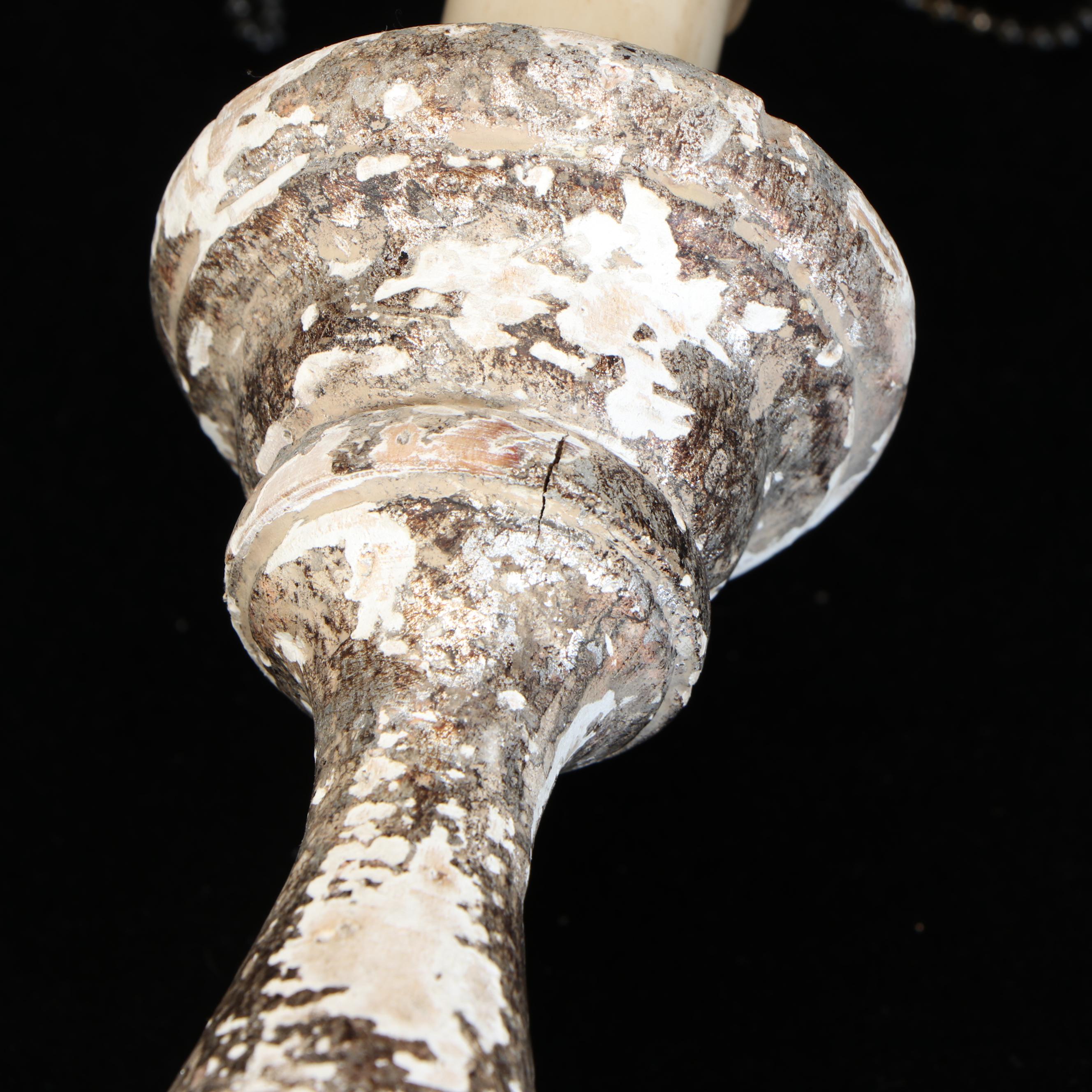 Aiden Grey "La Roche" Carved Wood Table Lamps on Crystal Bases