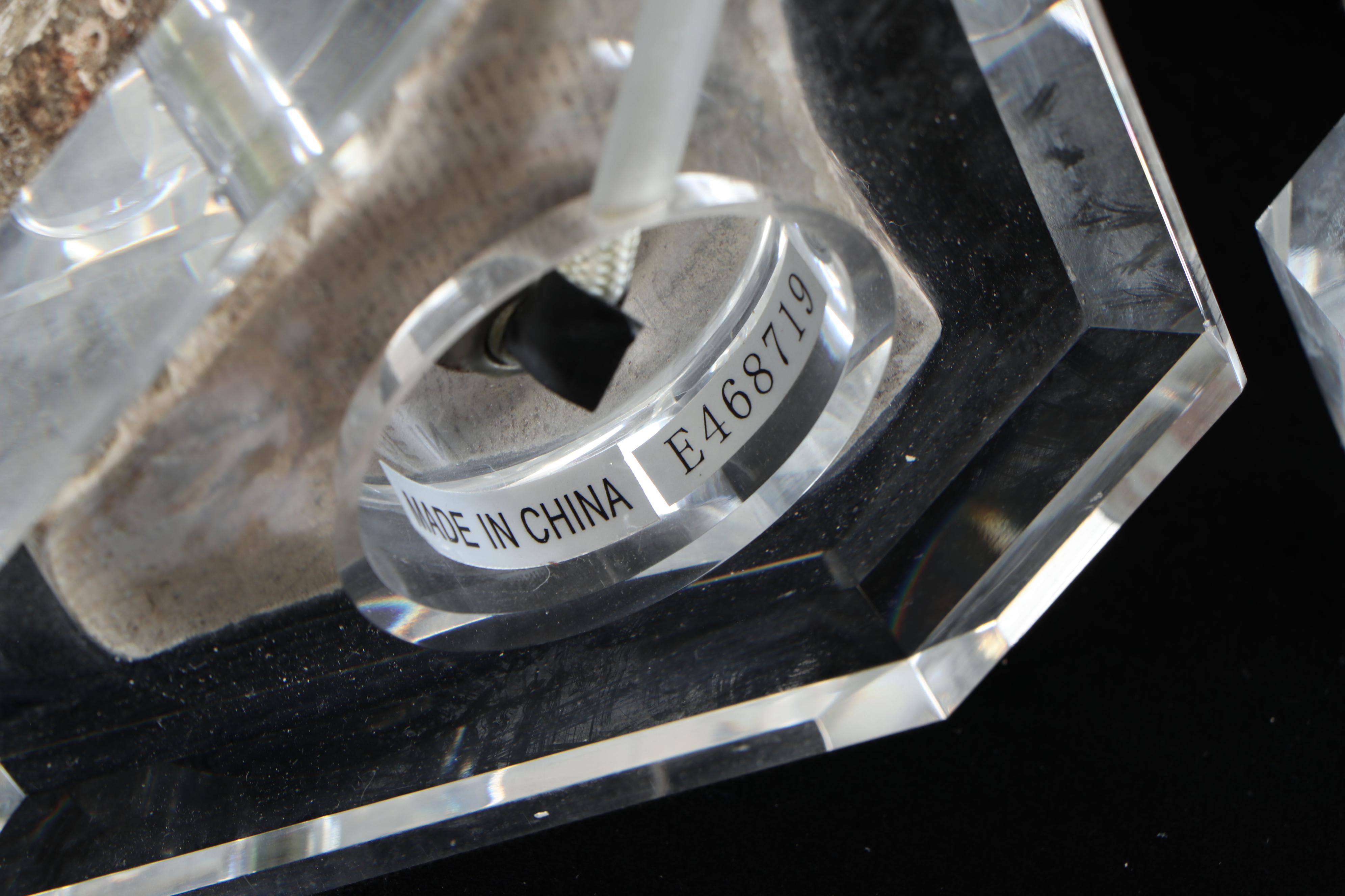 Aiden Grey "La Roche" Carved Wood Table Lamps on Crystal Bases