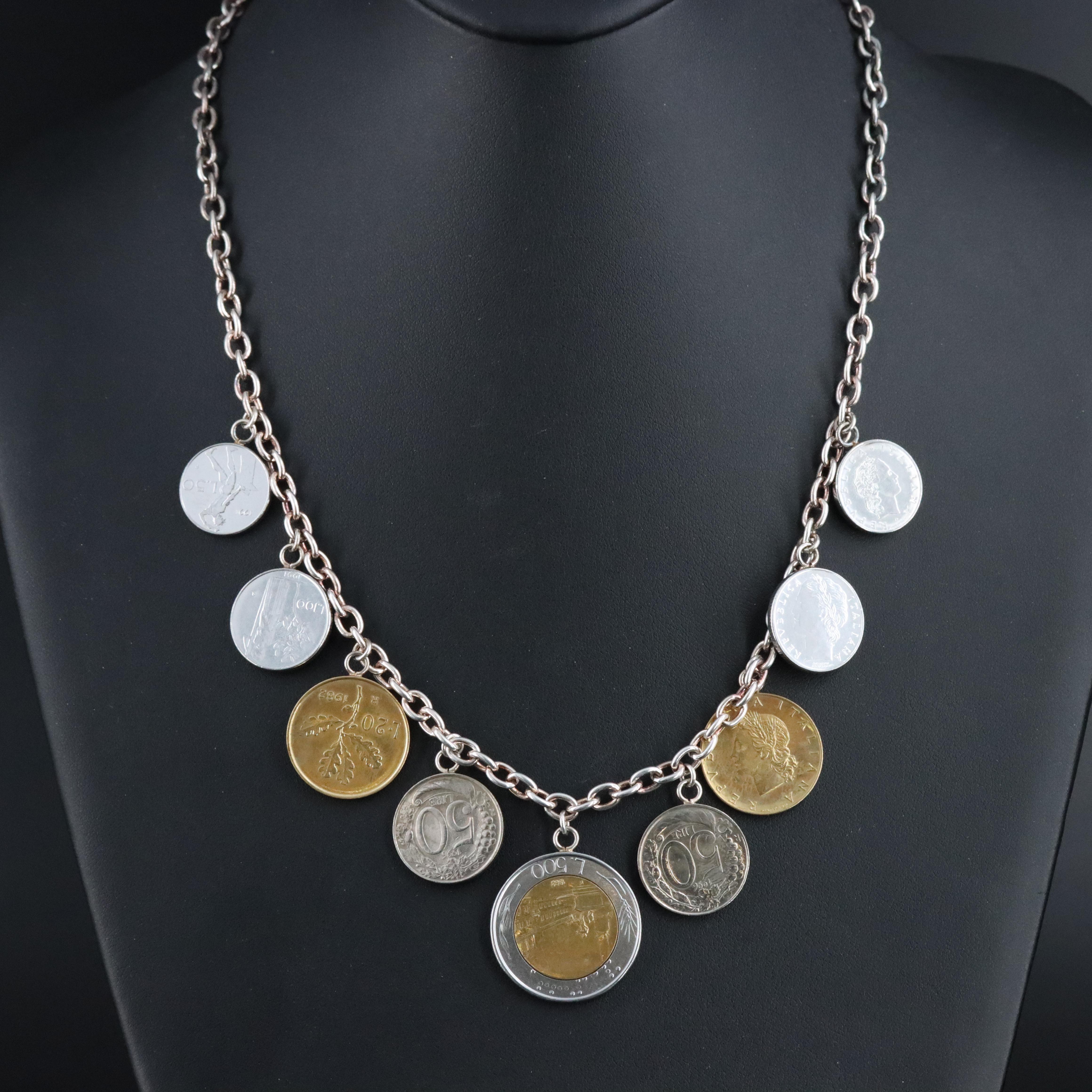 Sterling Italian Lira Coin Necklace