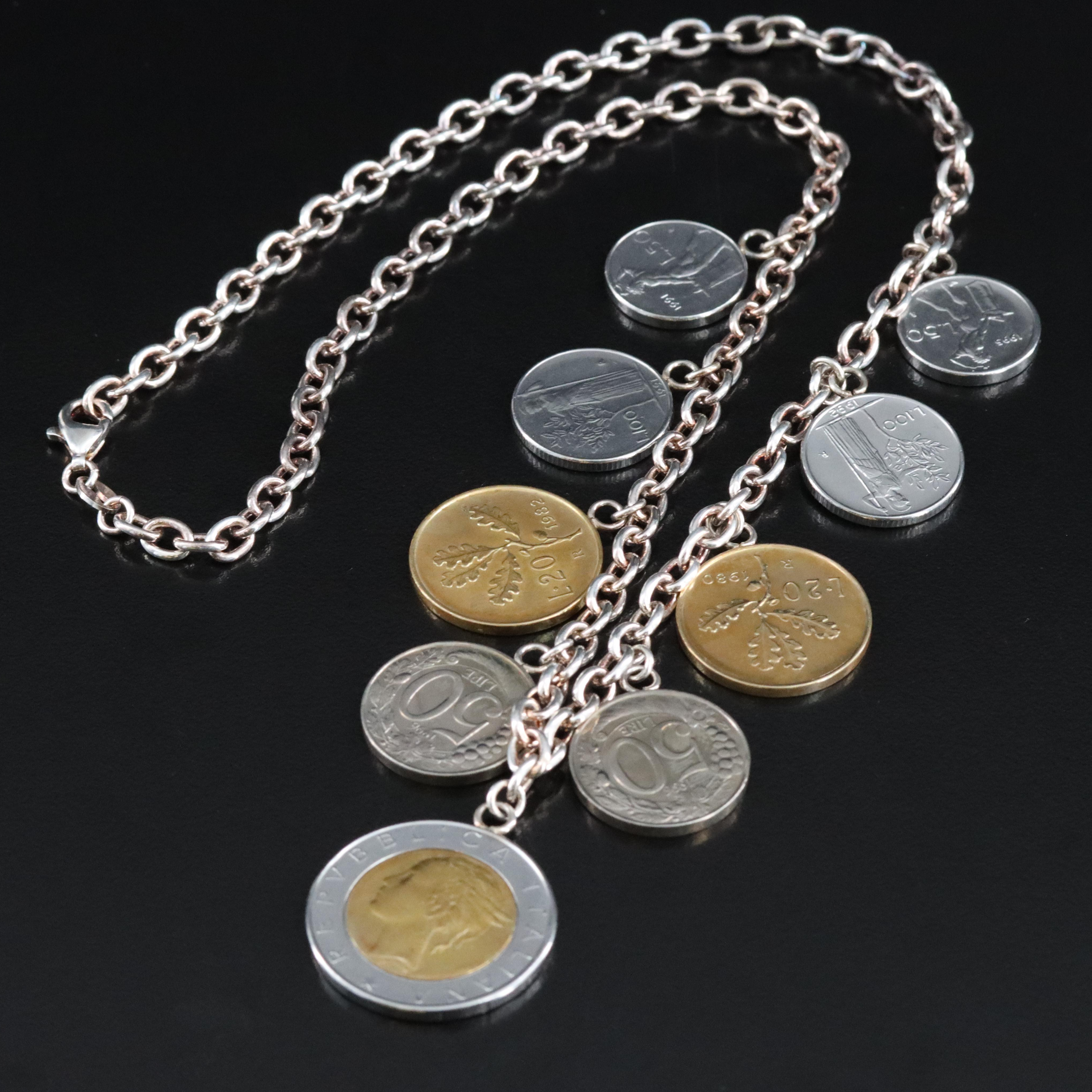 Sterling Italian Lira Coin Necklace