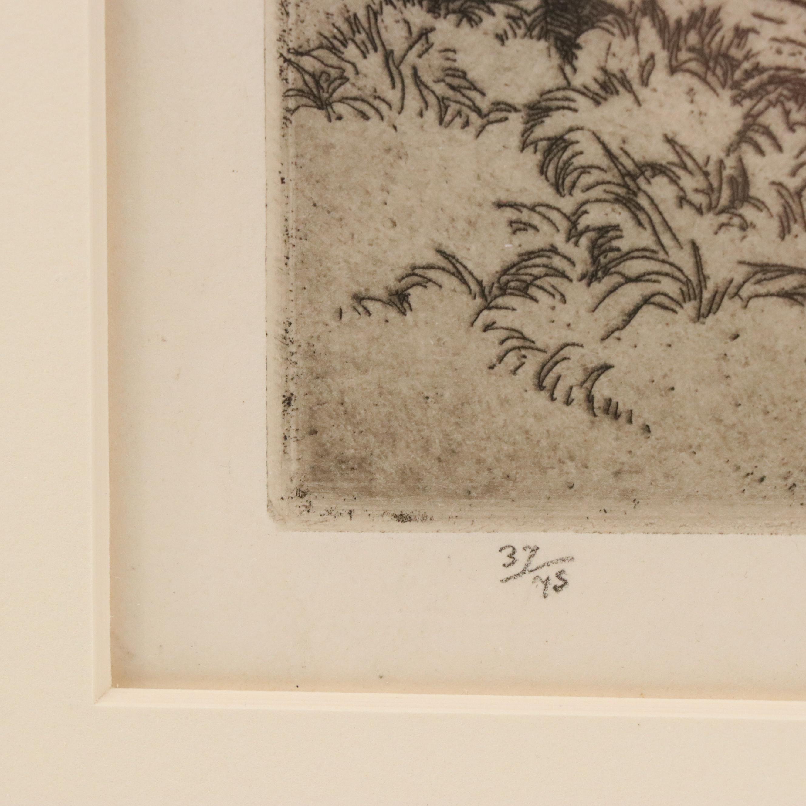 Charles Frederick Tunnicliffe Etching of Pig "Spotted Sow," 1901