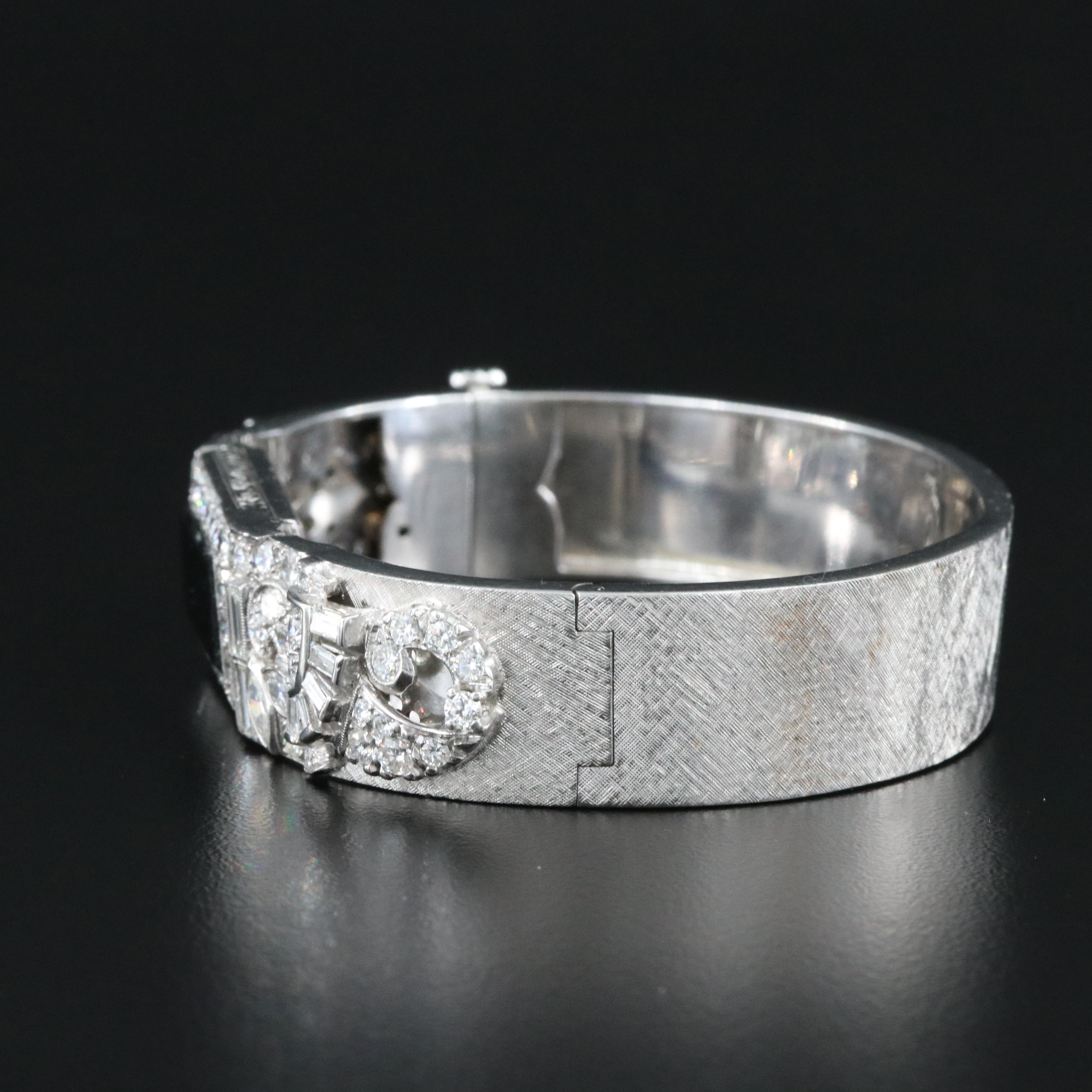 Platinum and 14K Black Onyx and Diamond Bangle