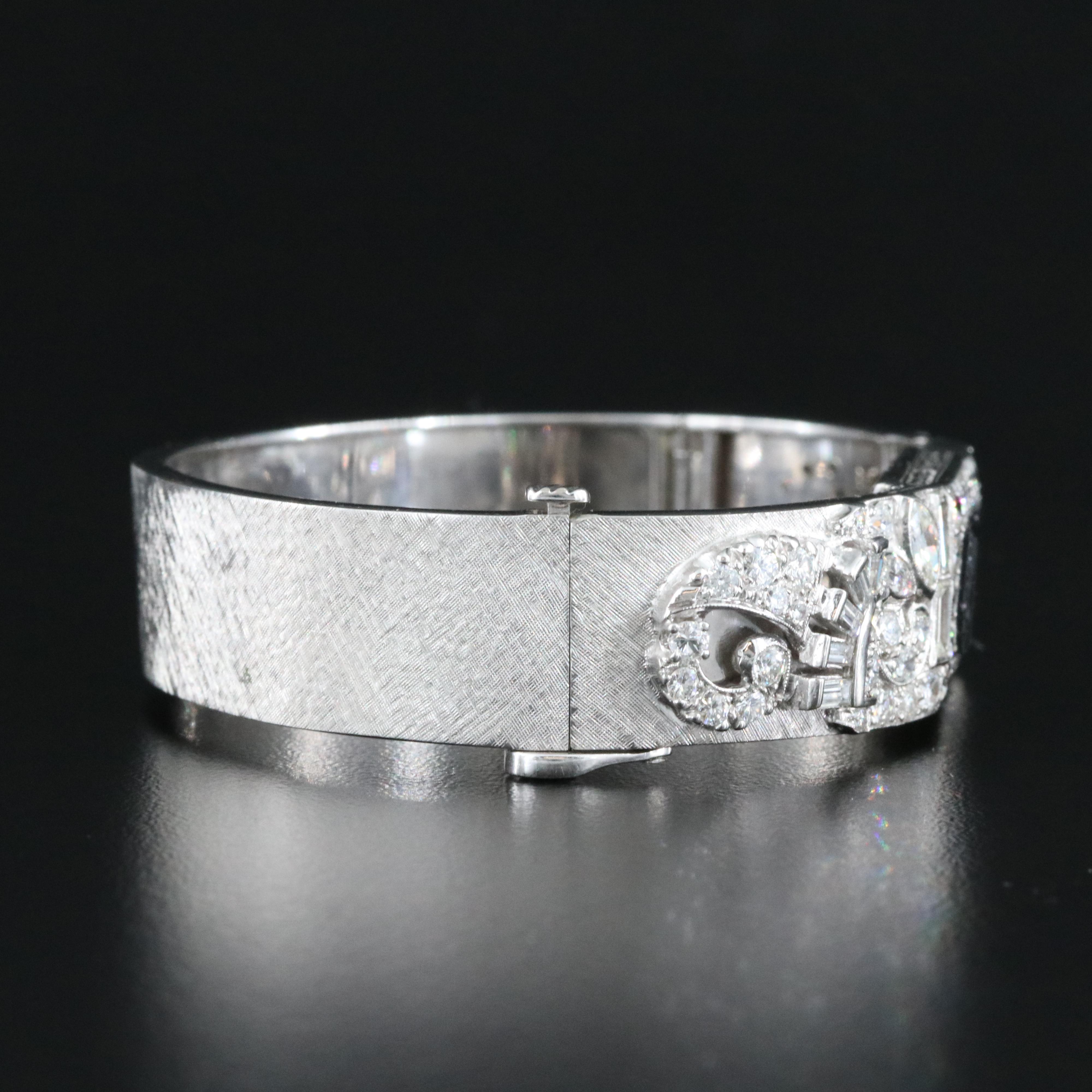 Platinum and 14K Black Onyx and Diamond Bangle