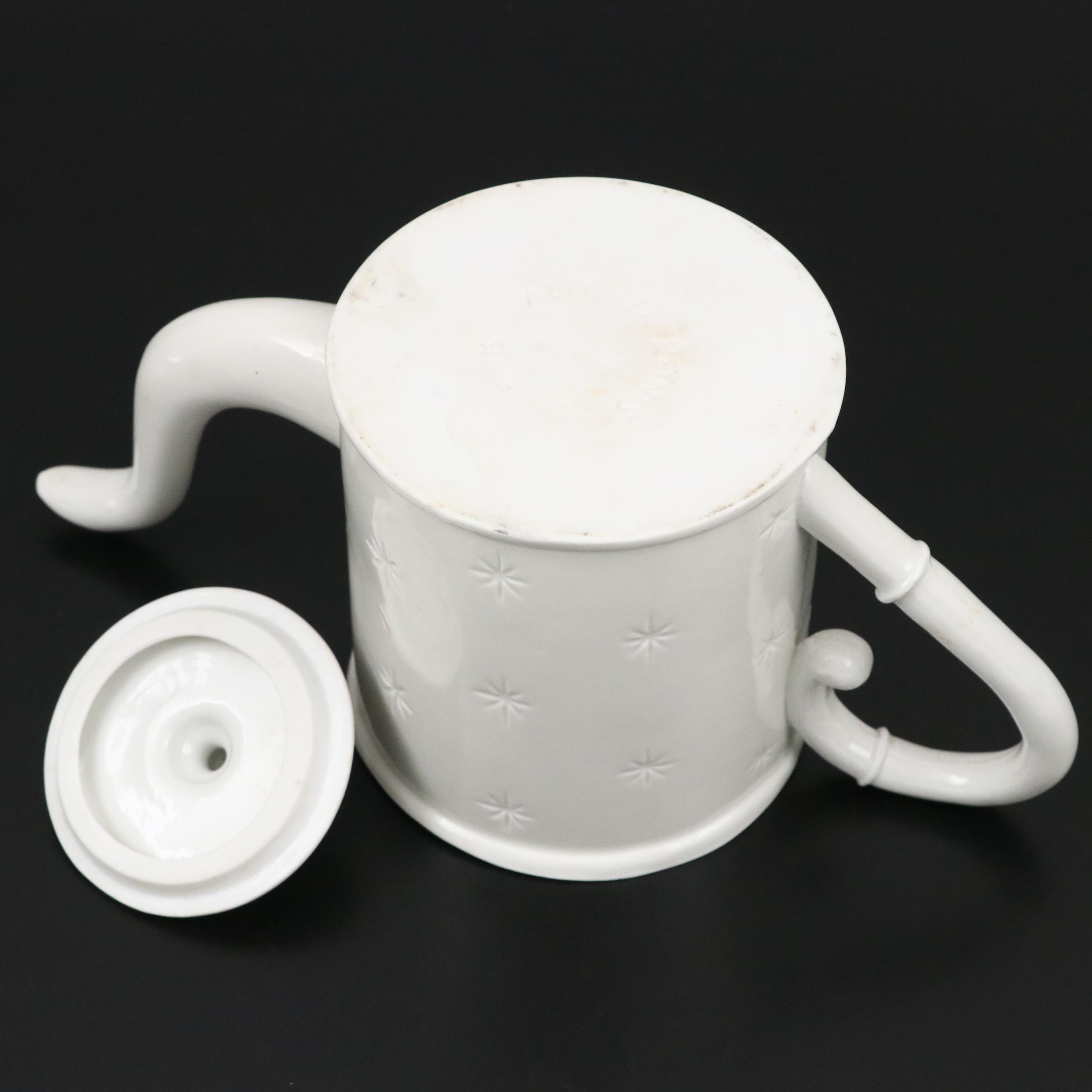 Snowflake Motif White Ceramic Teapot by Alix D. Reynis of Paris