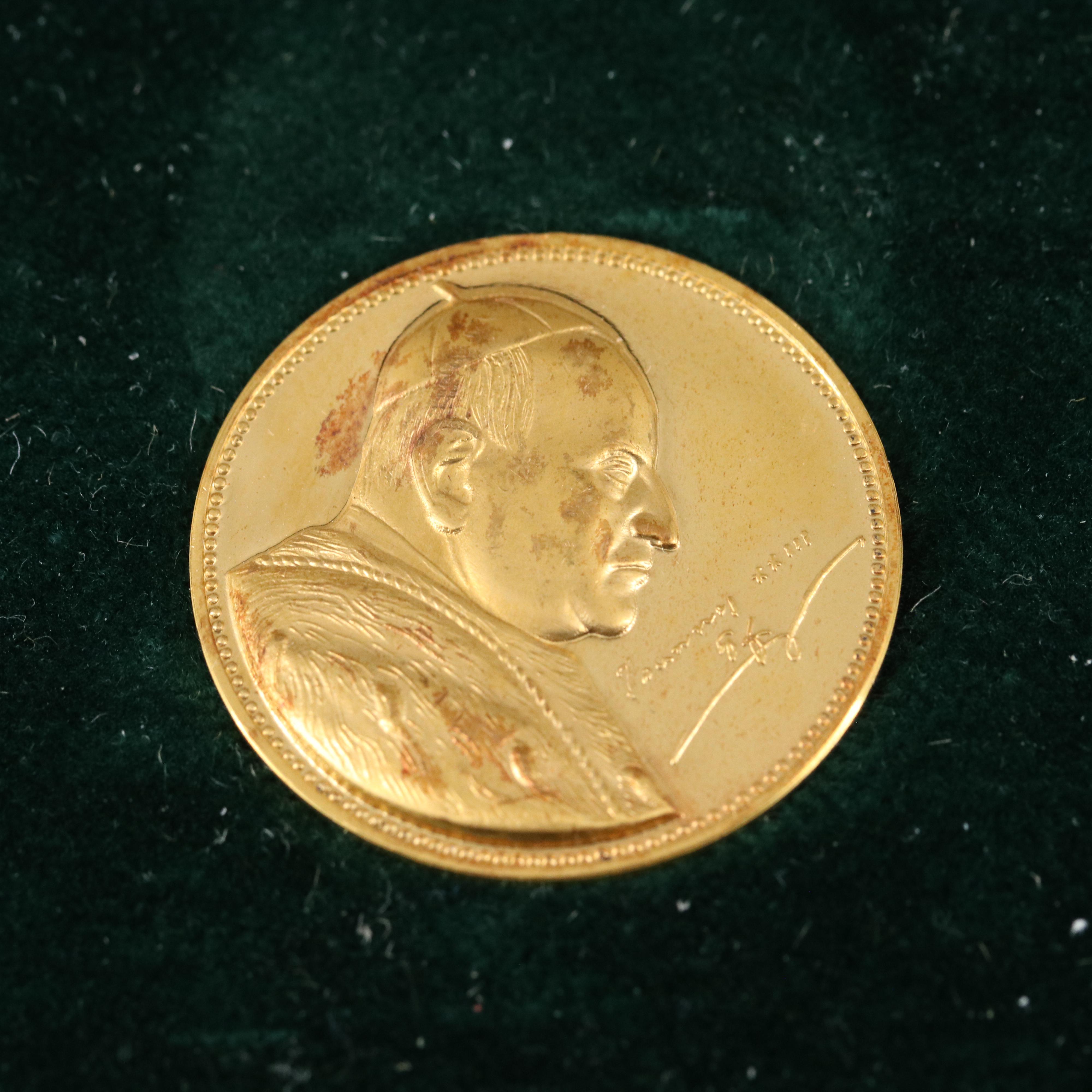 1963 Pope John XXIII Three Medal Commemorative Set Including Gold Medal