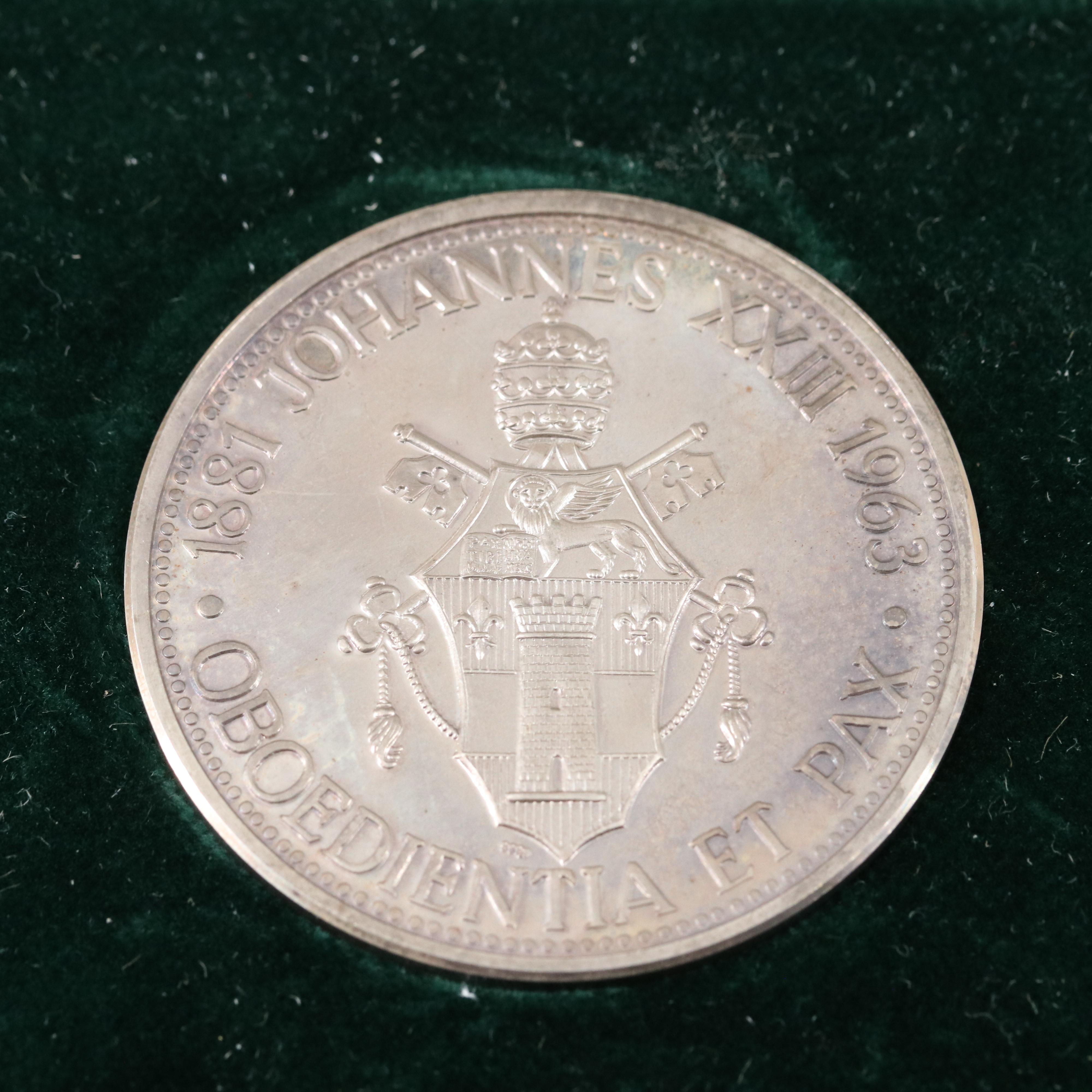 1963 Pope John XXIII Three Medal Commemorative Set Including Gold Medal