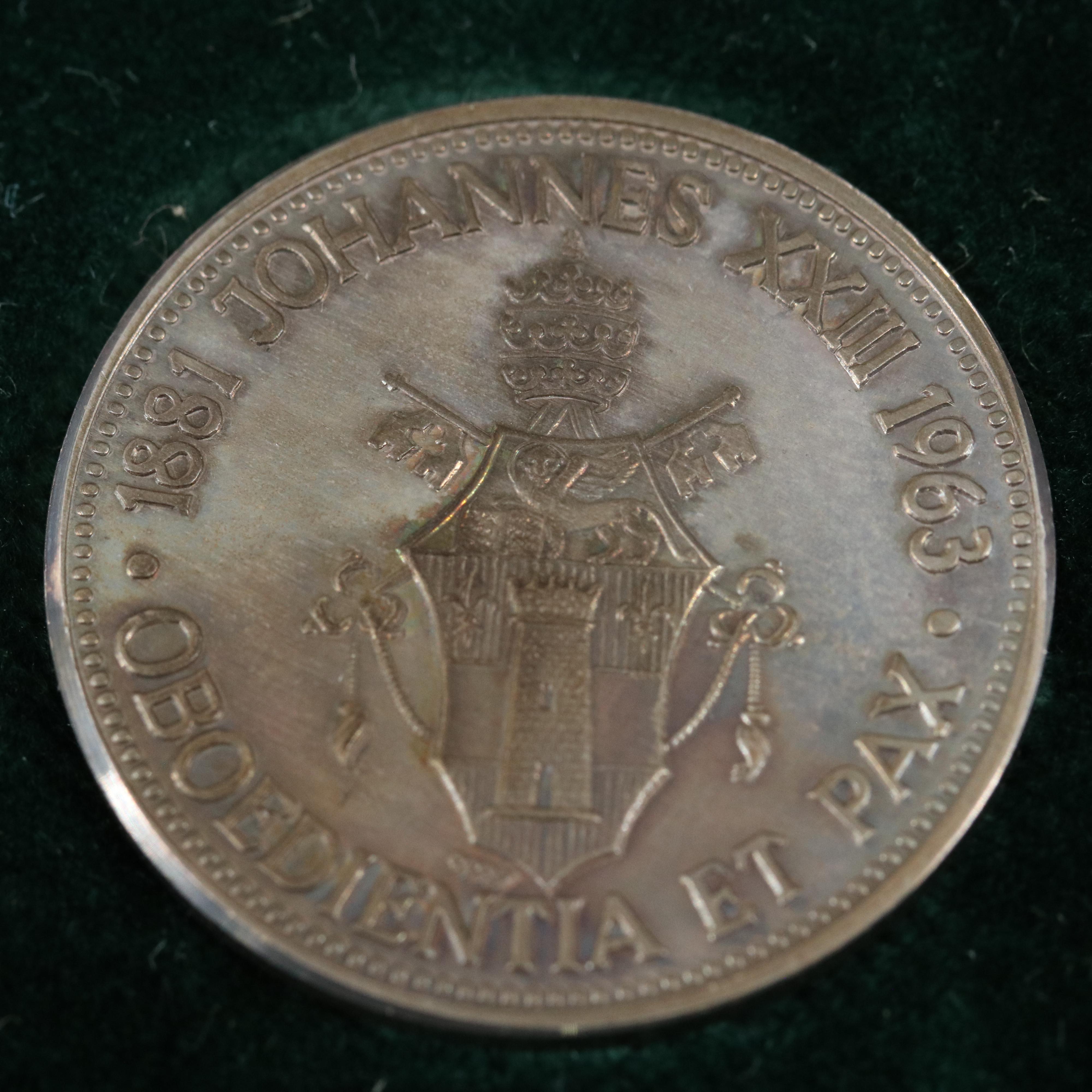 1963 Pope John XXIII Three Medal Commemorative Set Including Gold Medal