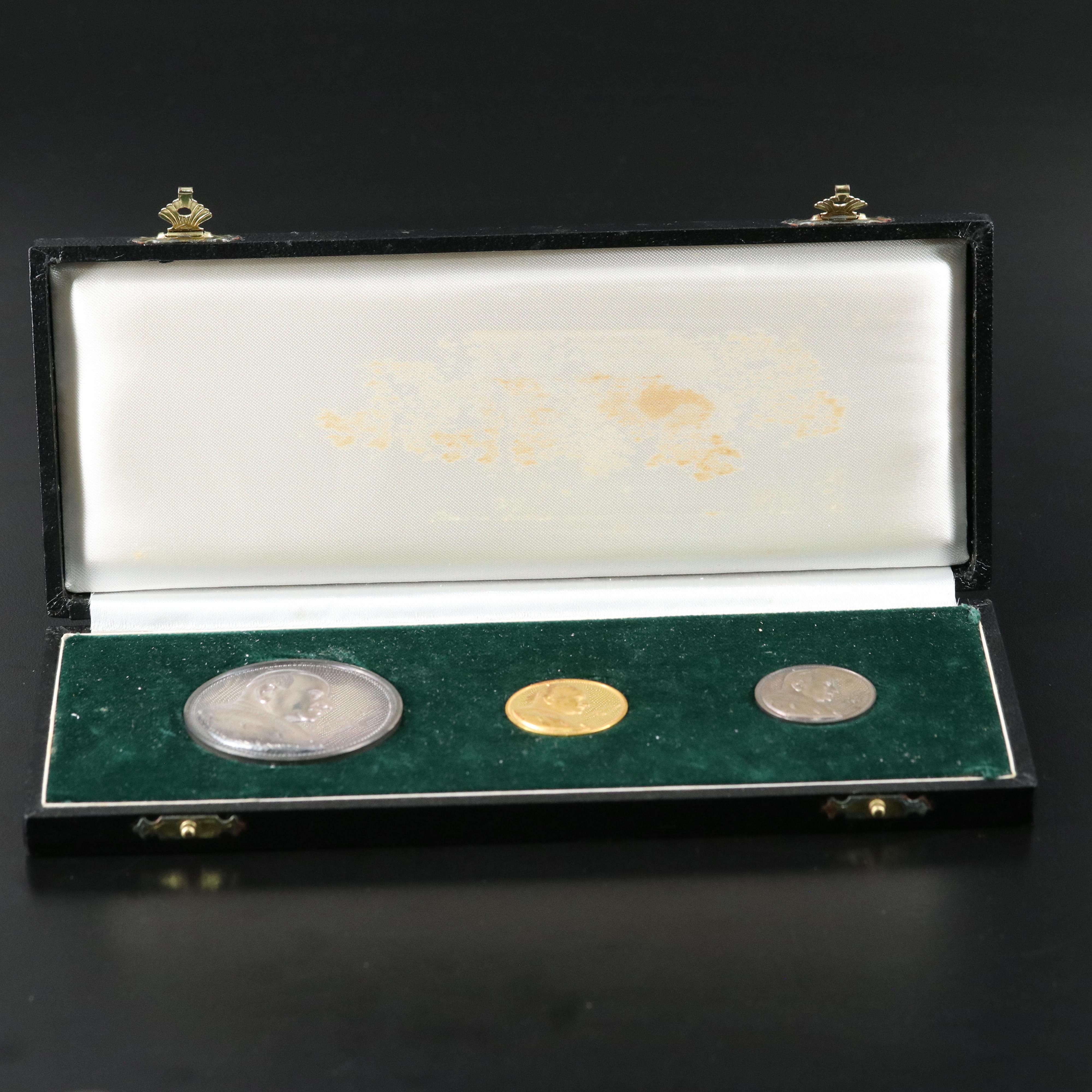 1963 Pope John XXIII Three Medal Commemorative Set Including Gold Medal
