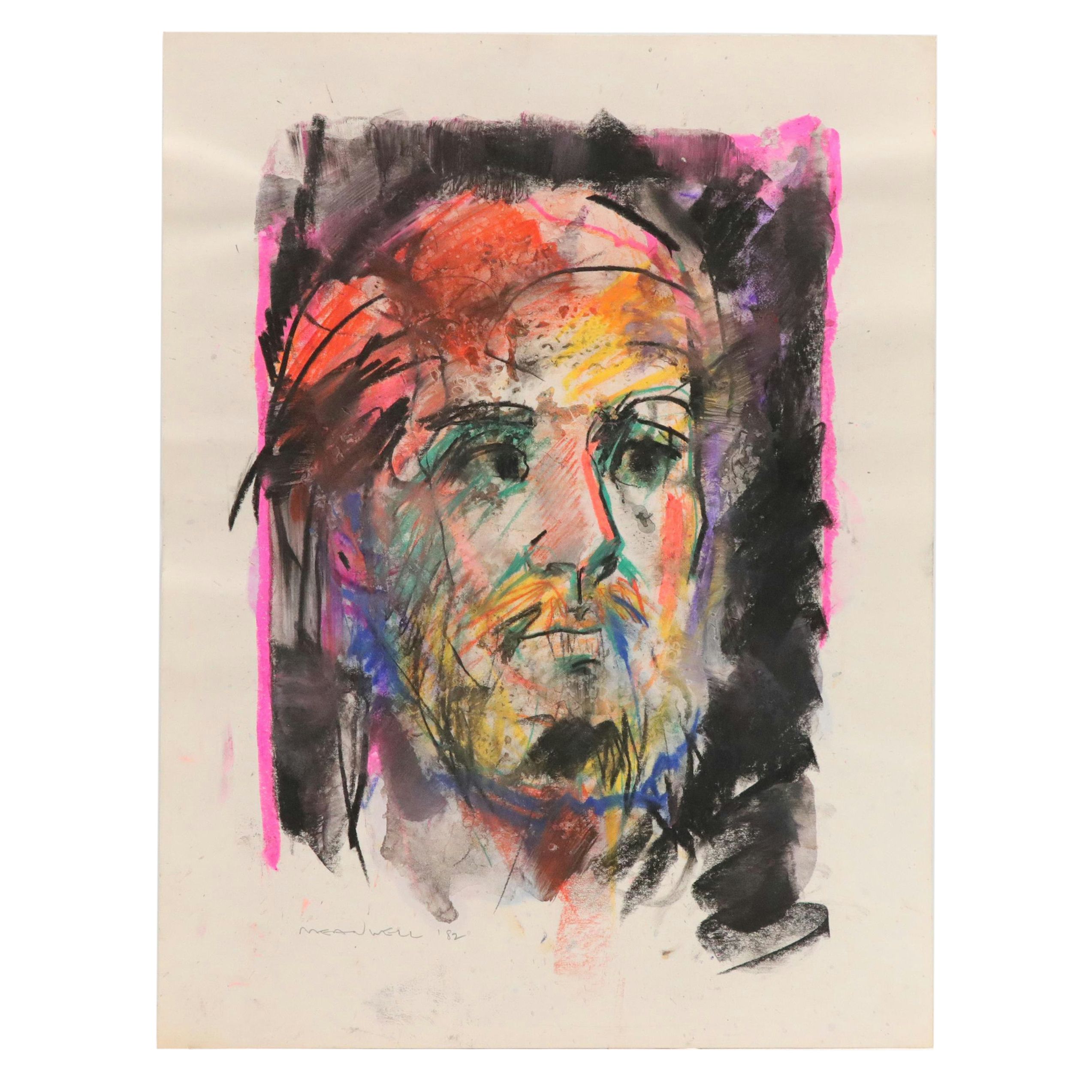 Jack Meanwell Portrait Pastel Drawing, 1982