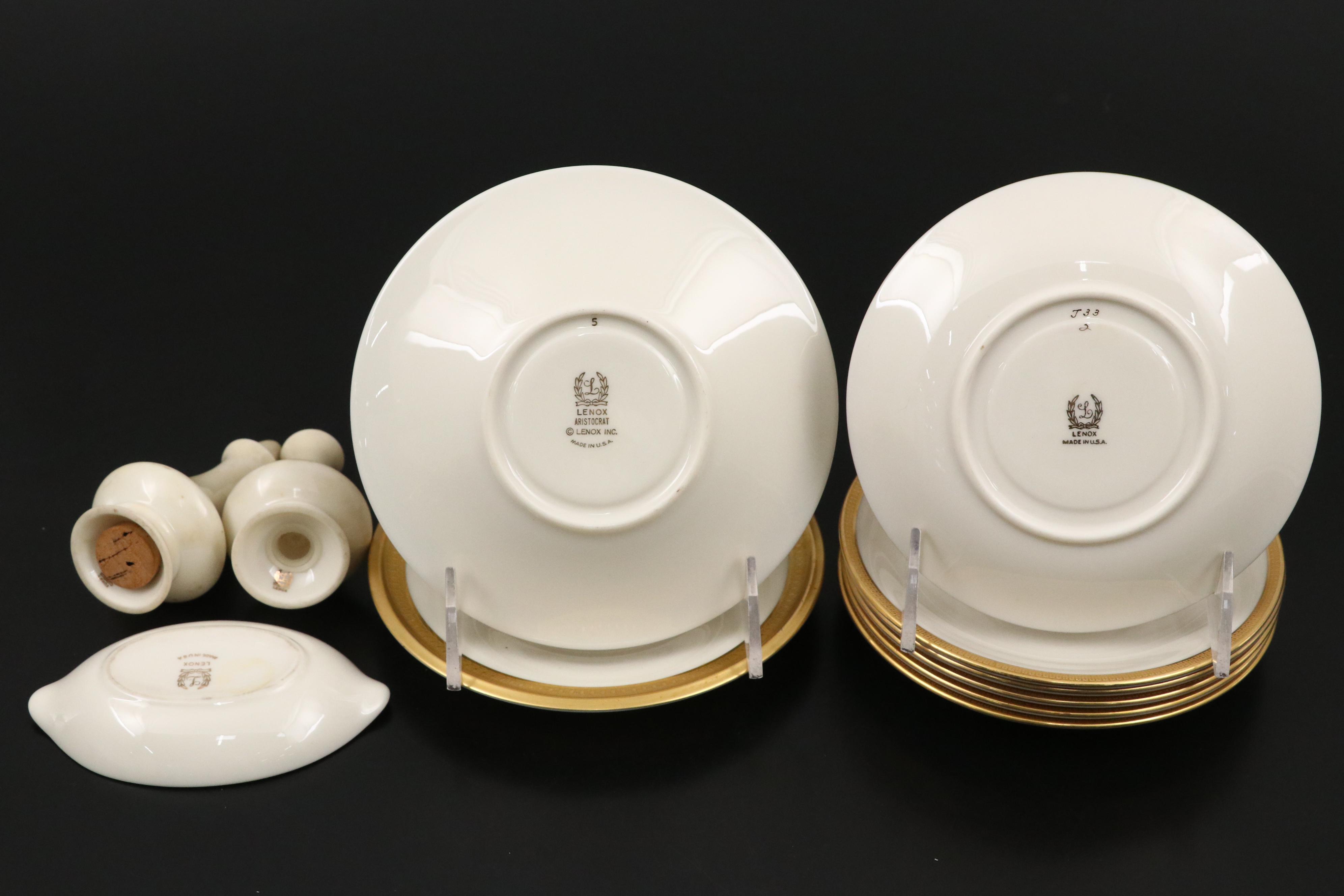 Lenox "Aristocrat" with Other Gilt Rim Dinnerware, Mid to Late 20th Century