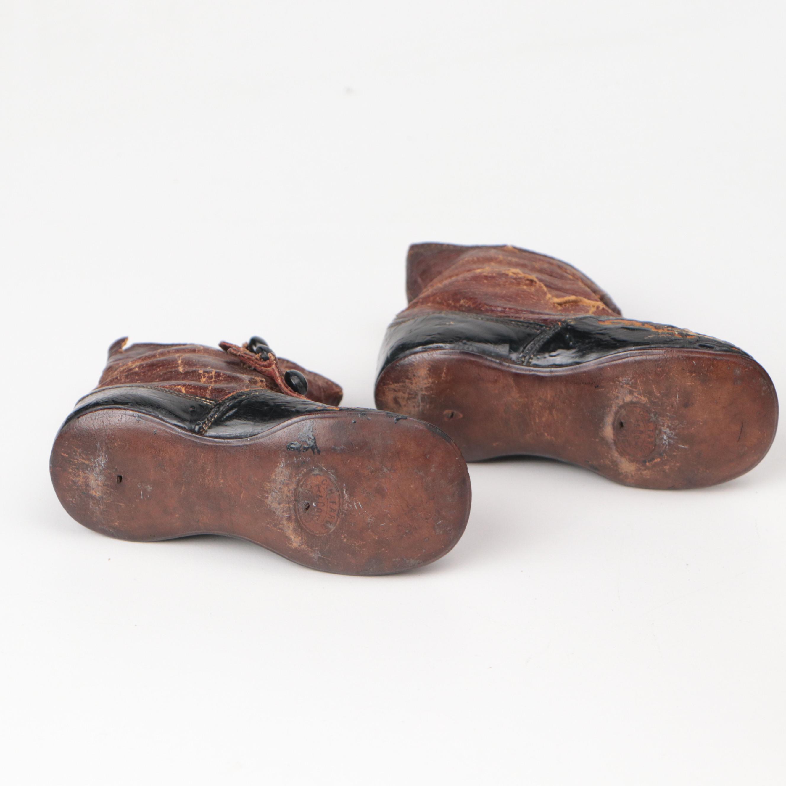 D.H. Fargo & Co. Leather Baby Boots, ARI Rubber Dolls, and Wooden Bobbins
