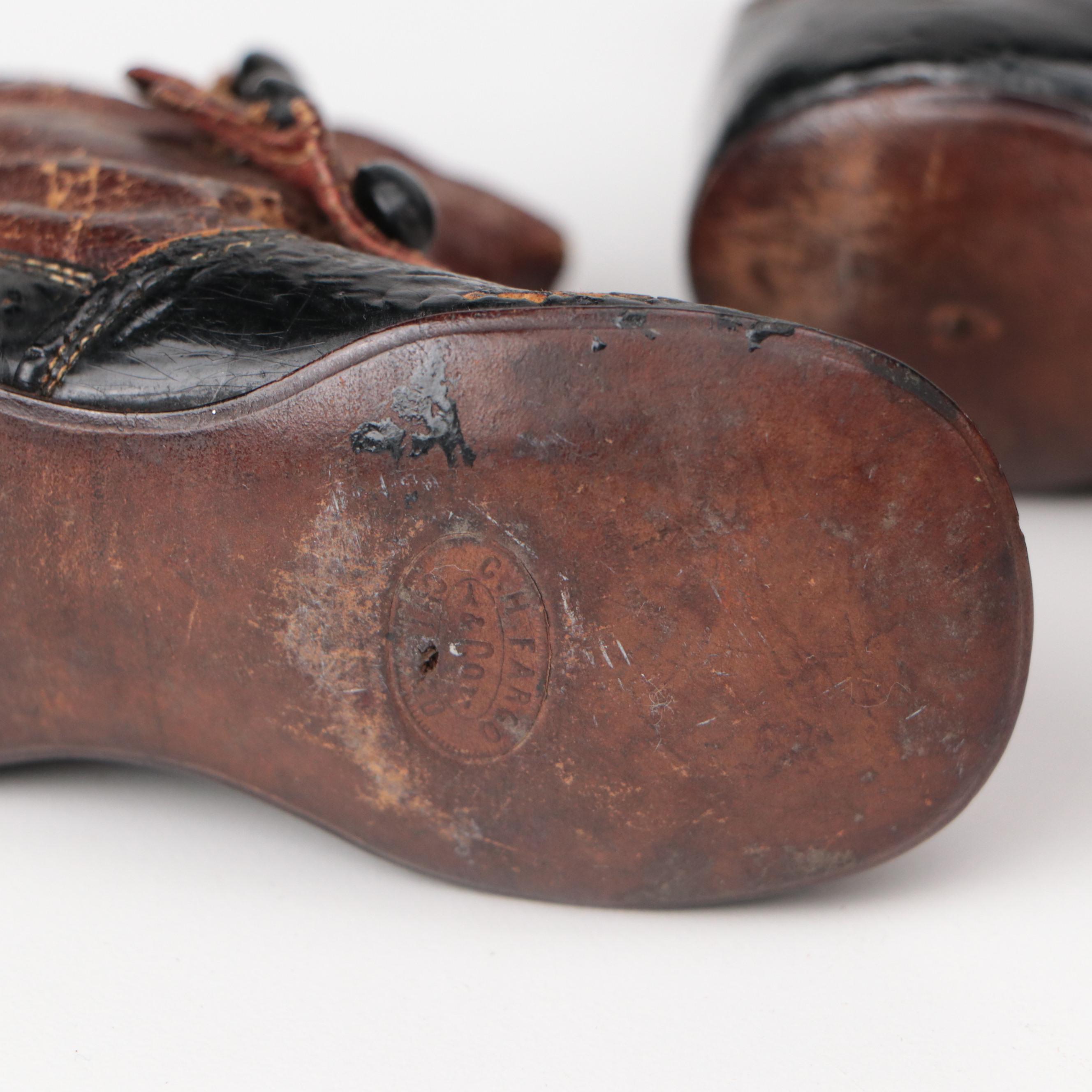 D.H. Fargo & Co. Leather Baby Boots, ARI Rubber Dolls, and Wooden Bobbins