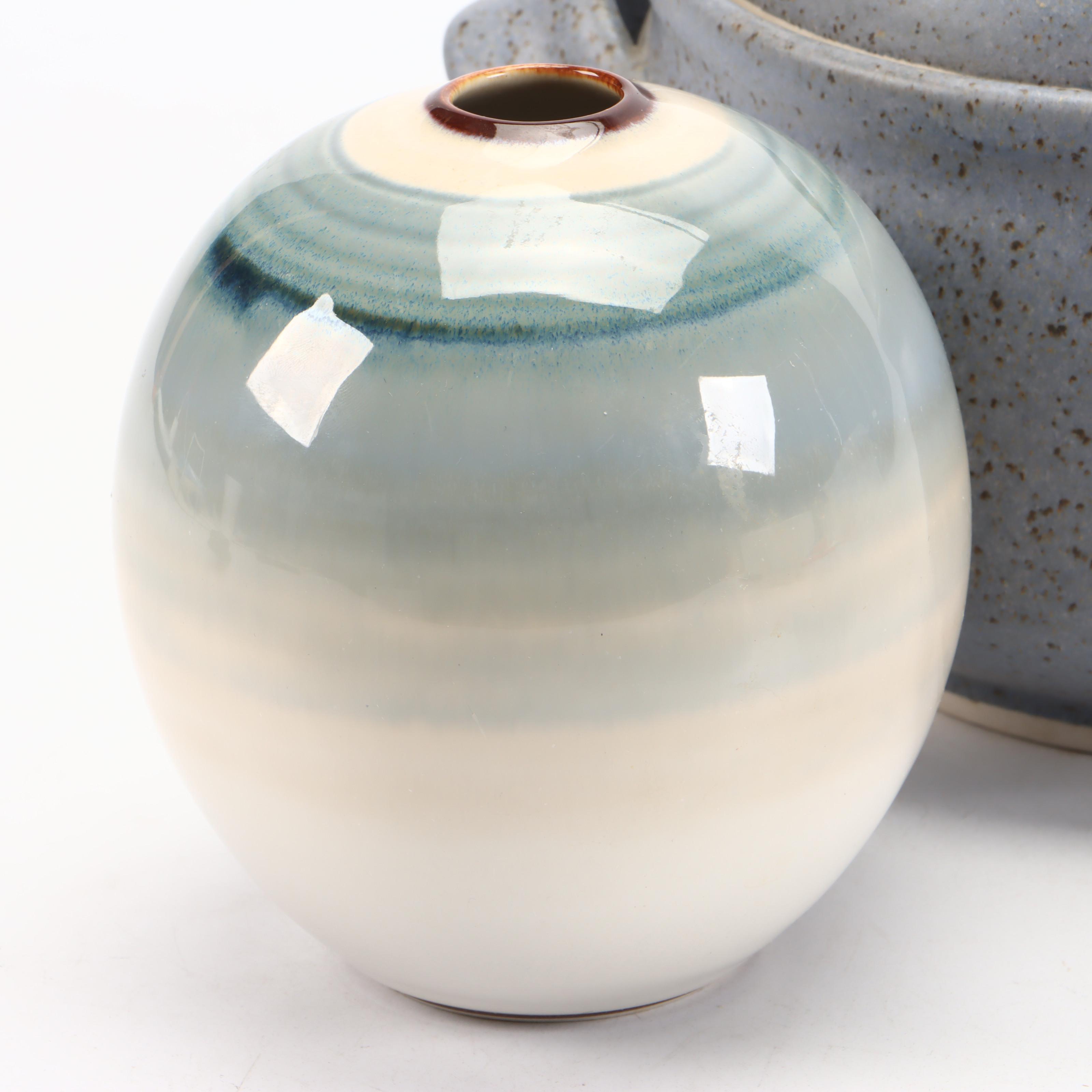 Pittis Ceramic Lidded Bowl with William Bill Pitney Glazed Ceramic Vase and More