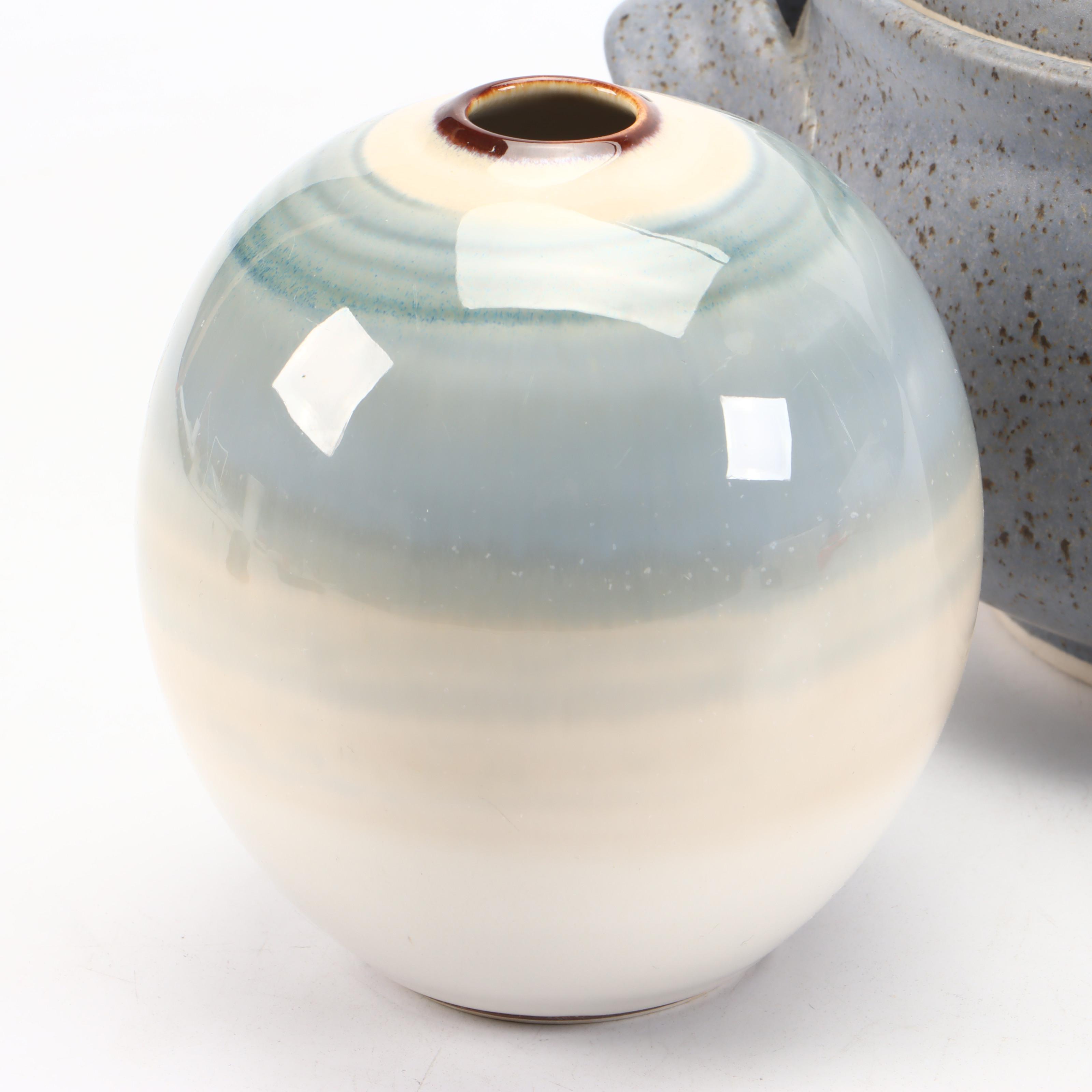 Pittis Ceramic Lidded Bowl with William Bill Pitney Glazed Ceramic Vase and More