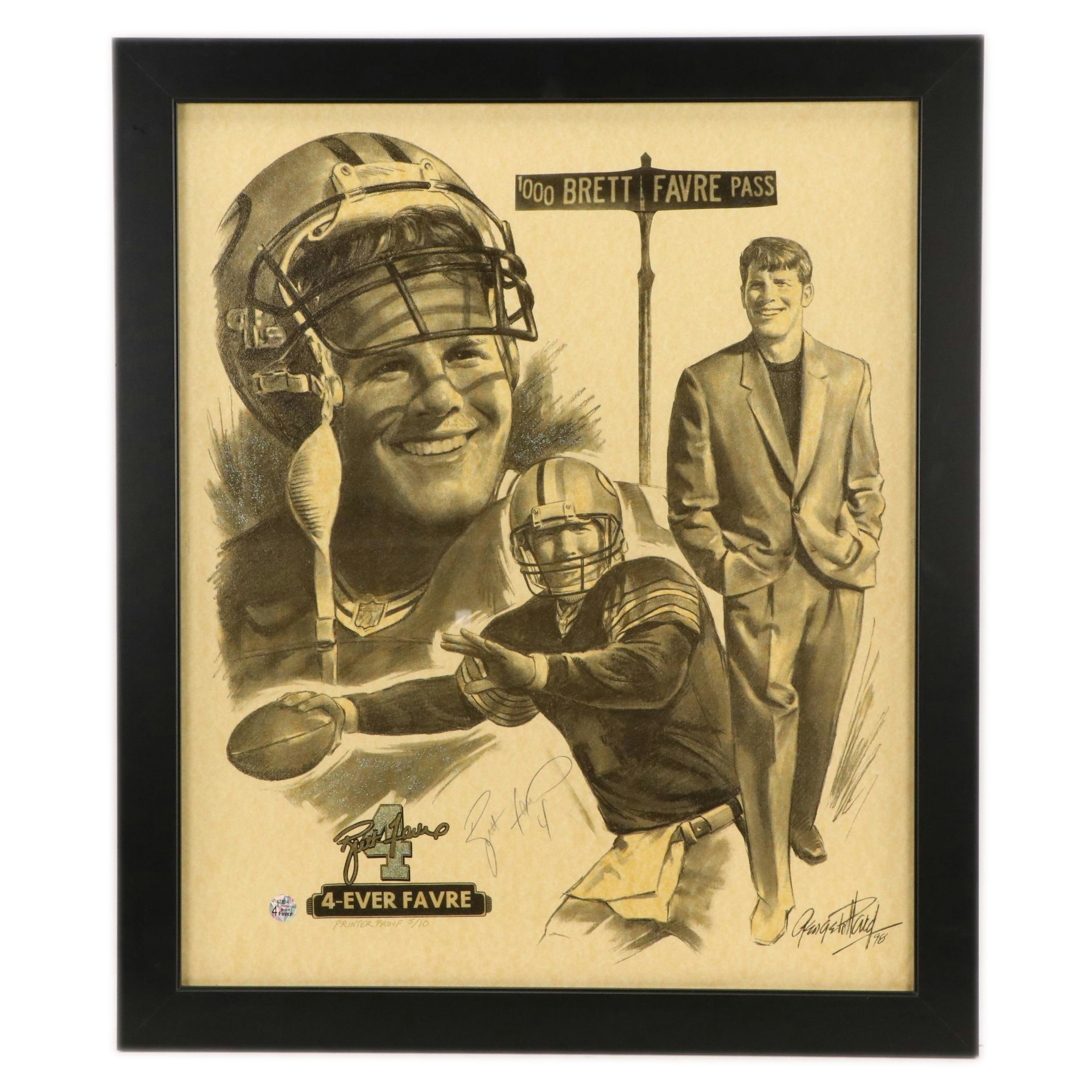 Brett Favre Signed Limited Edition "4-Ever Favre" Printer Proof Football Print