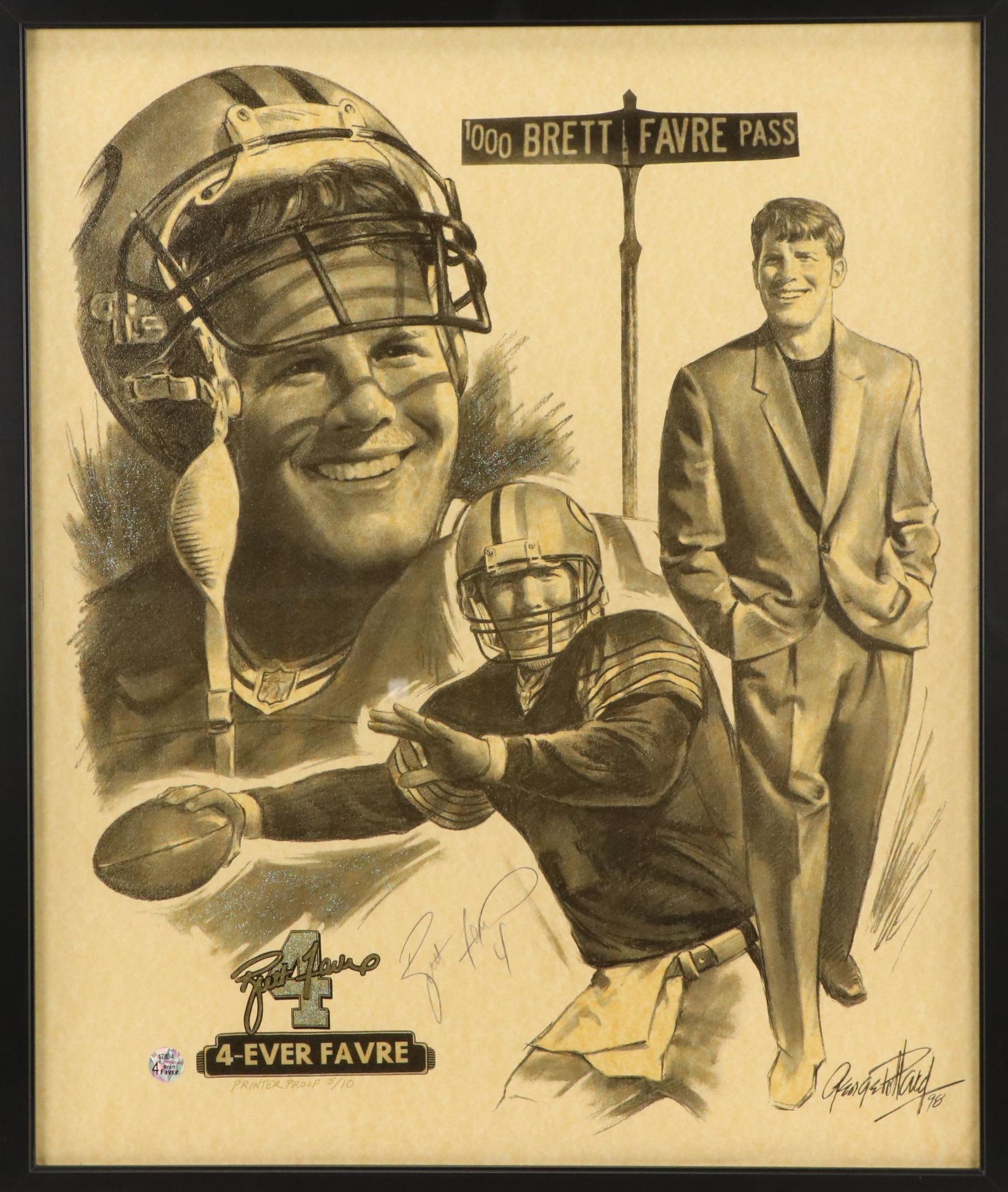 Brett Favre Signed Limited Edition "4-Ever Favre" Printer Proof Football Print