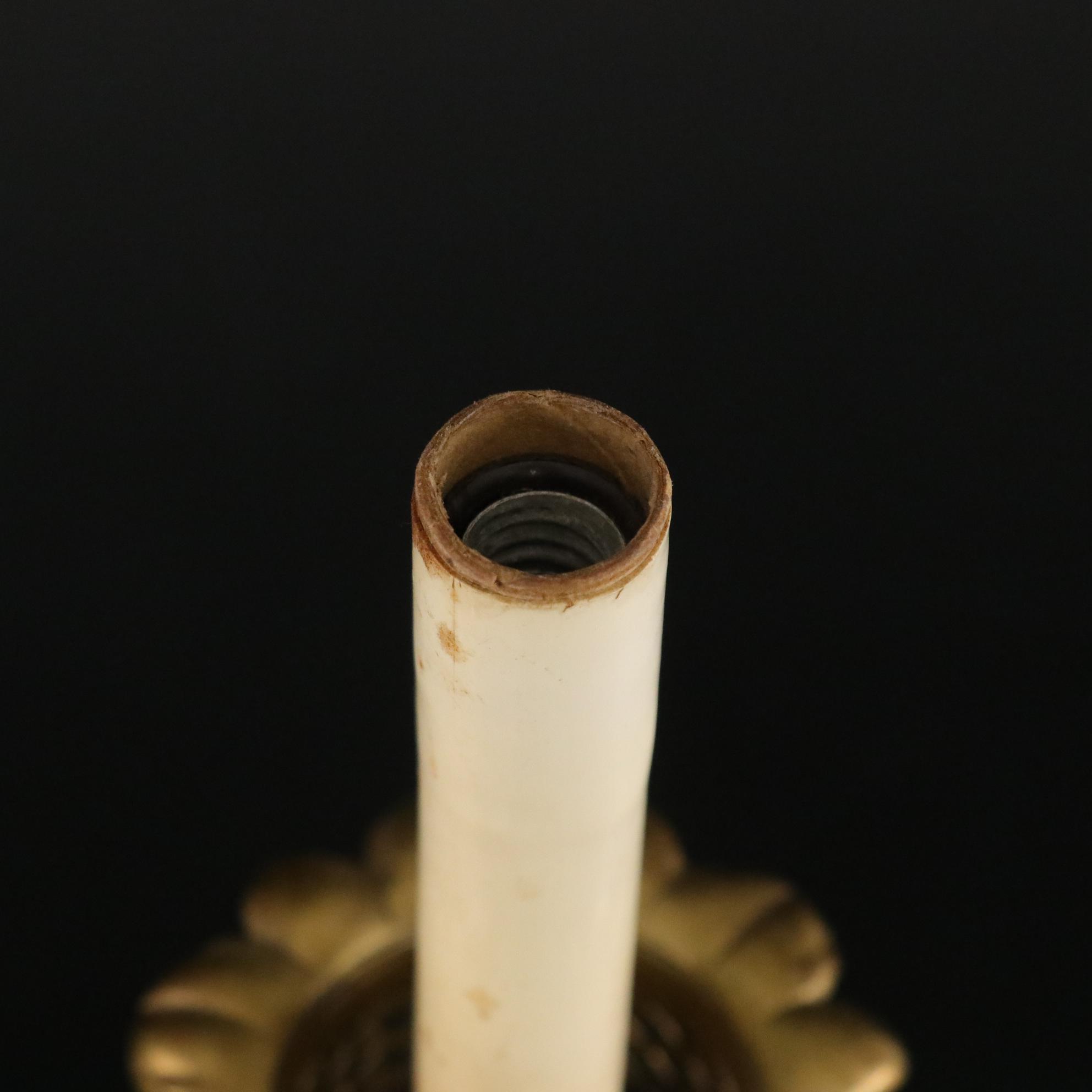 Neoclassical Brass Lamps with Cut Glass Hurricanes, Mid-20th Century